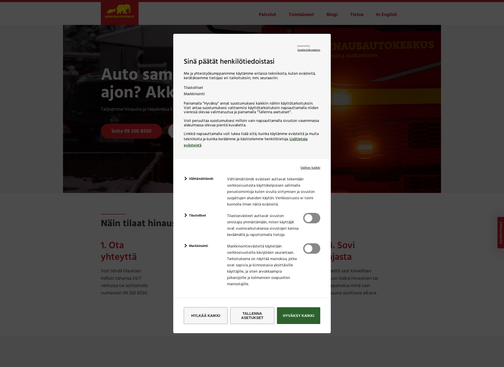 Screenshot for hinausautokeskus.fi