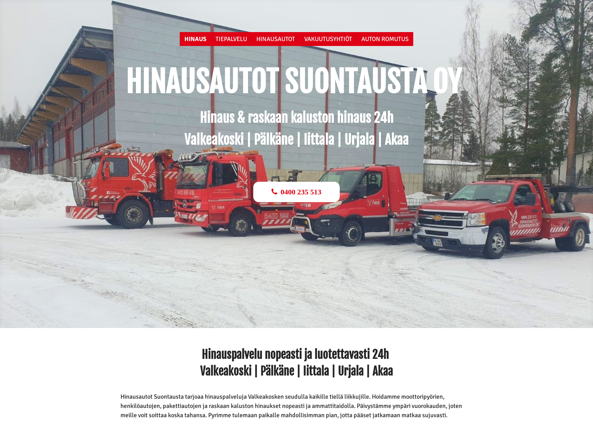 Näyttökuva hinausautotsuontaustaoy.fi