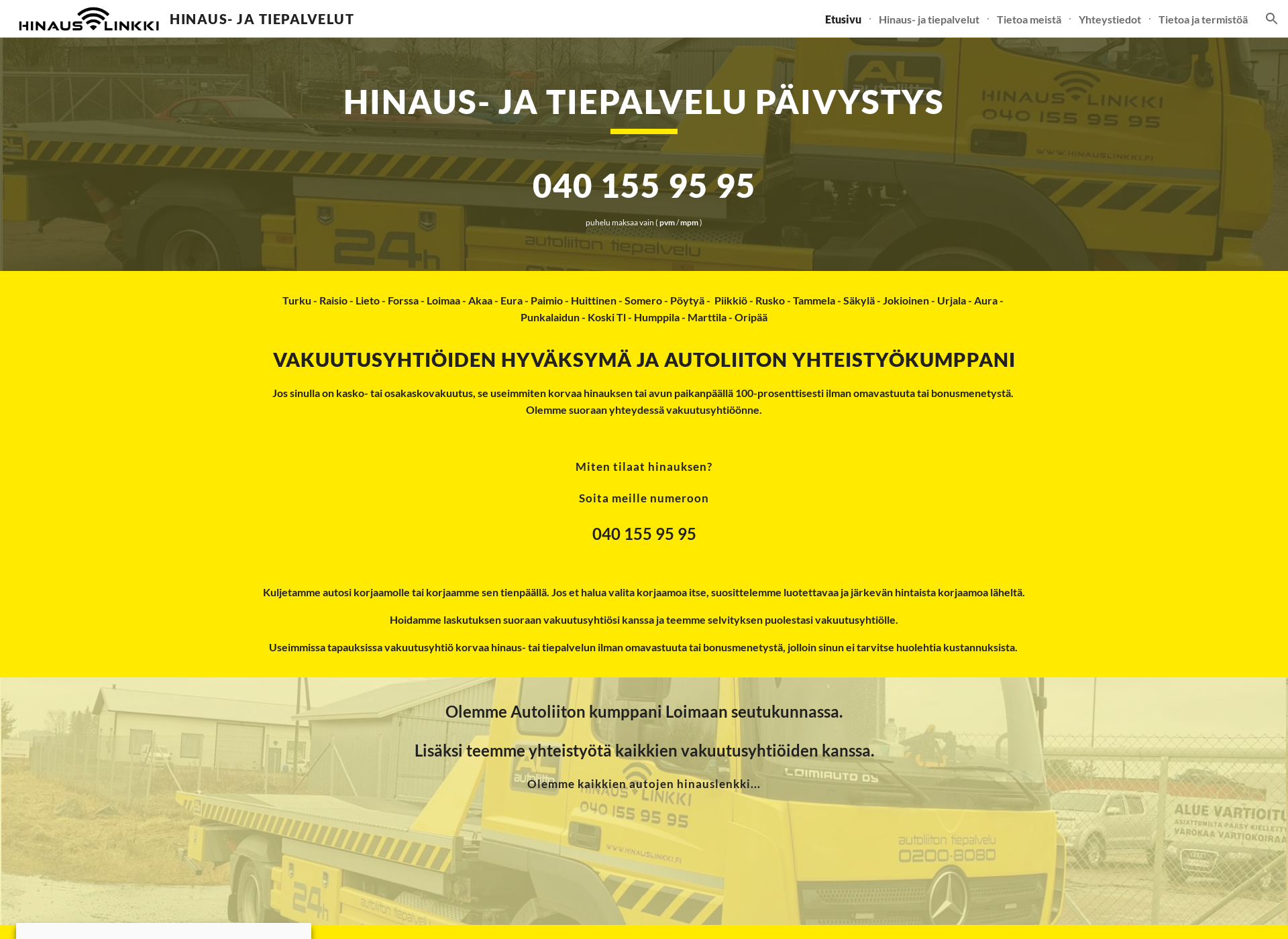 Skärmdump för hinauslinkki.fi