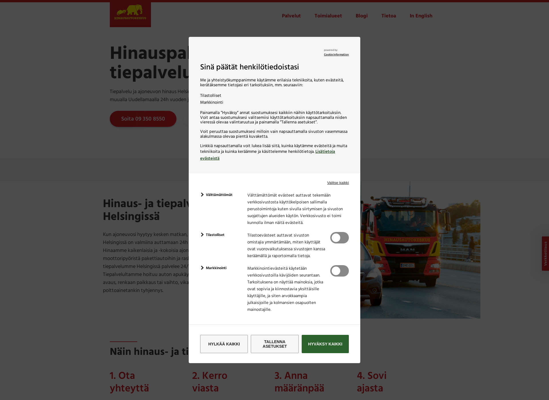 Screenshot for hinauspalveluhelsinki.fi