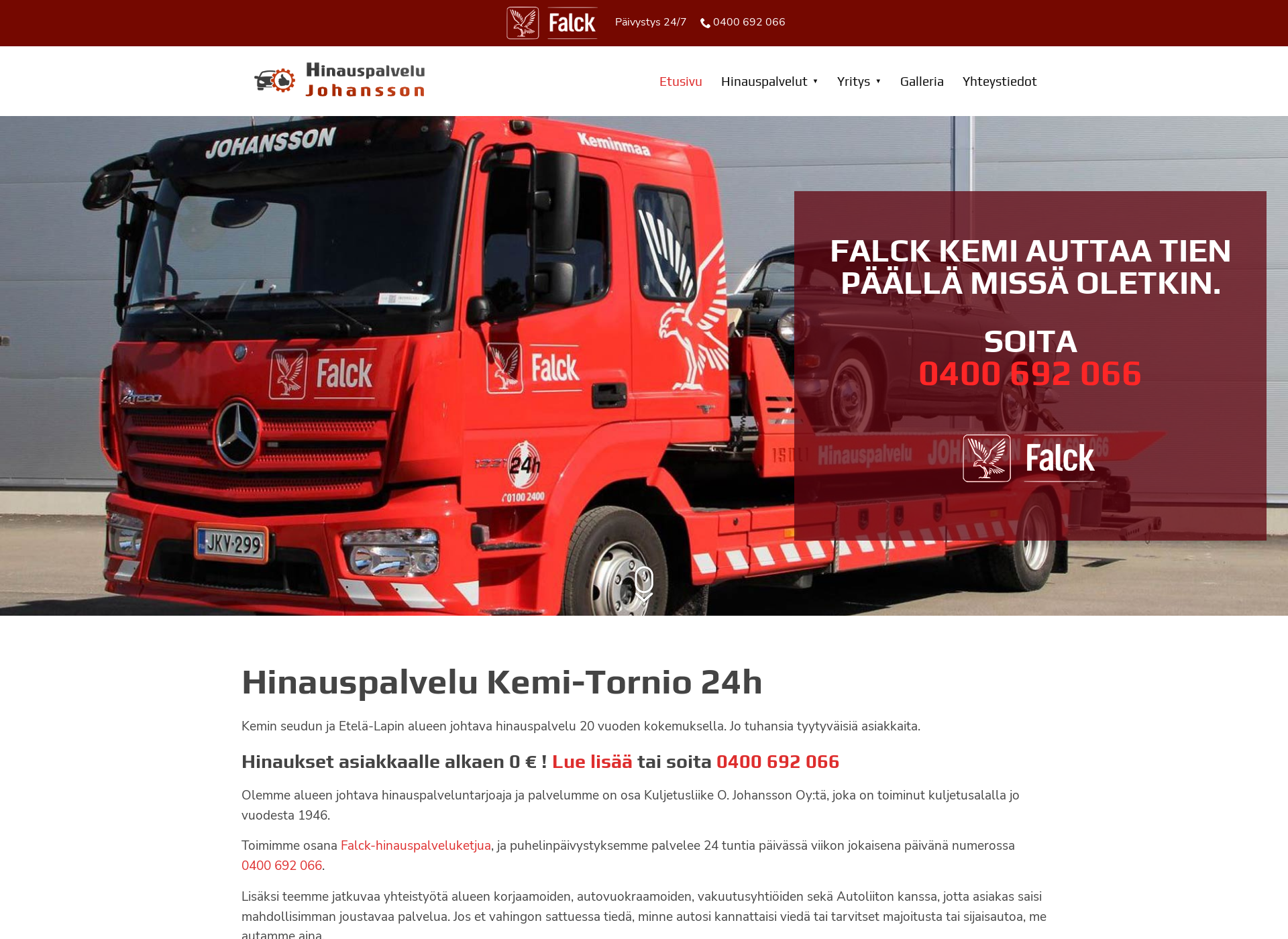 Screenshot for hinauspalvelujohansson.fi