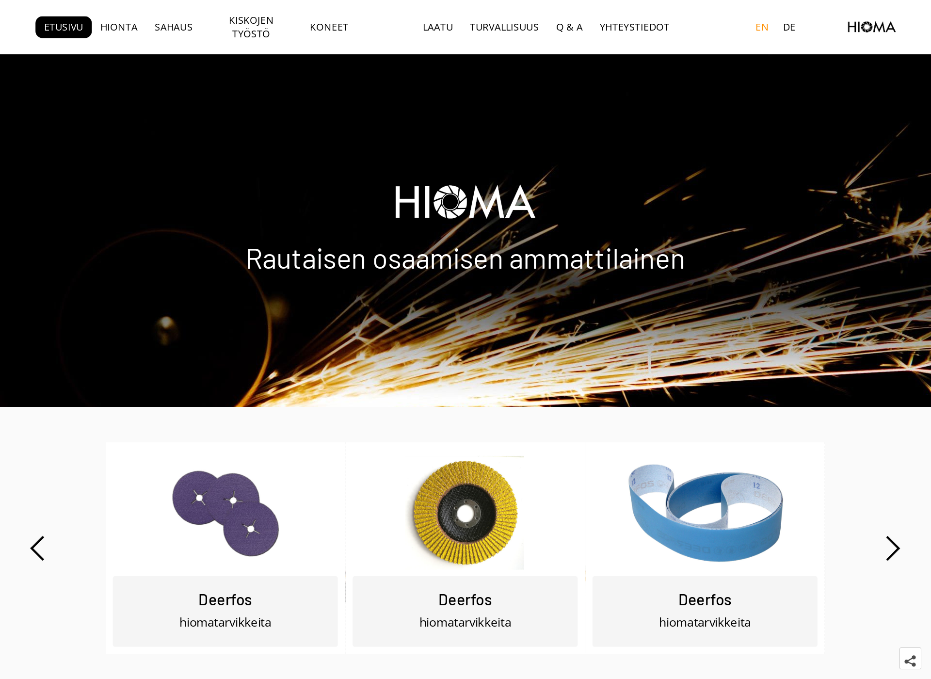 Skärmdump för hioma.fi