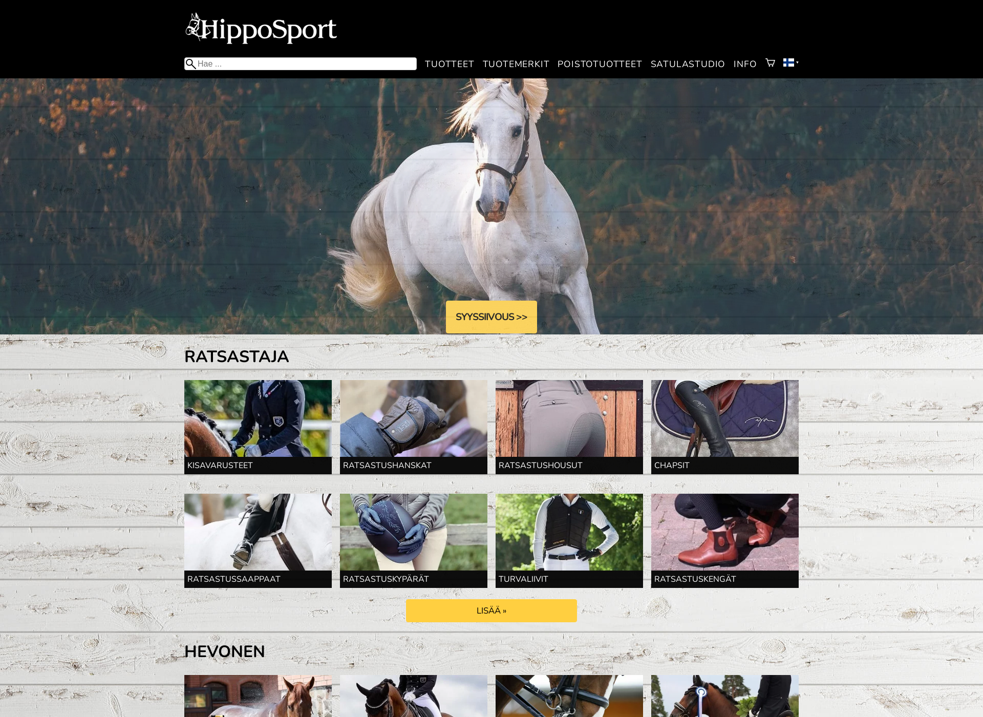 Skärmdump för hipposport.fi