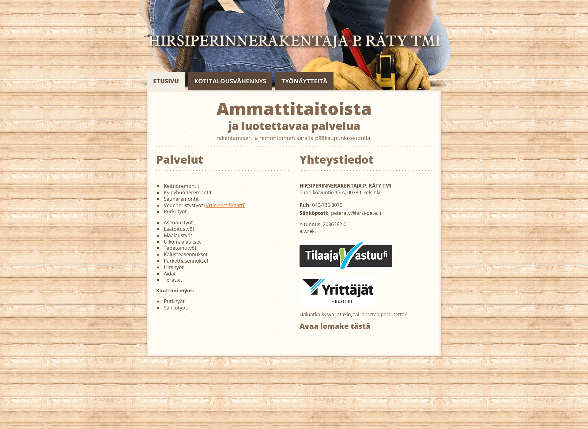 Skärmdump för hirsi-pete.fi