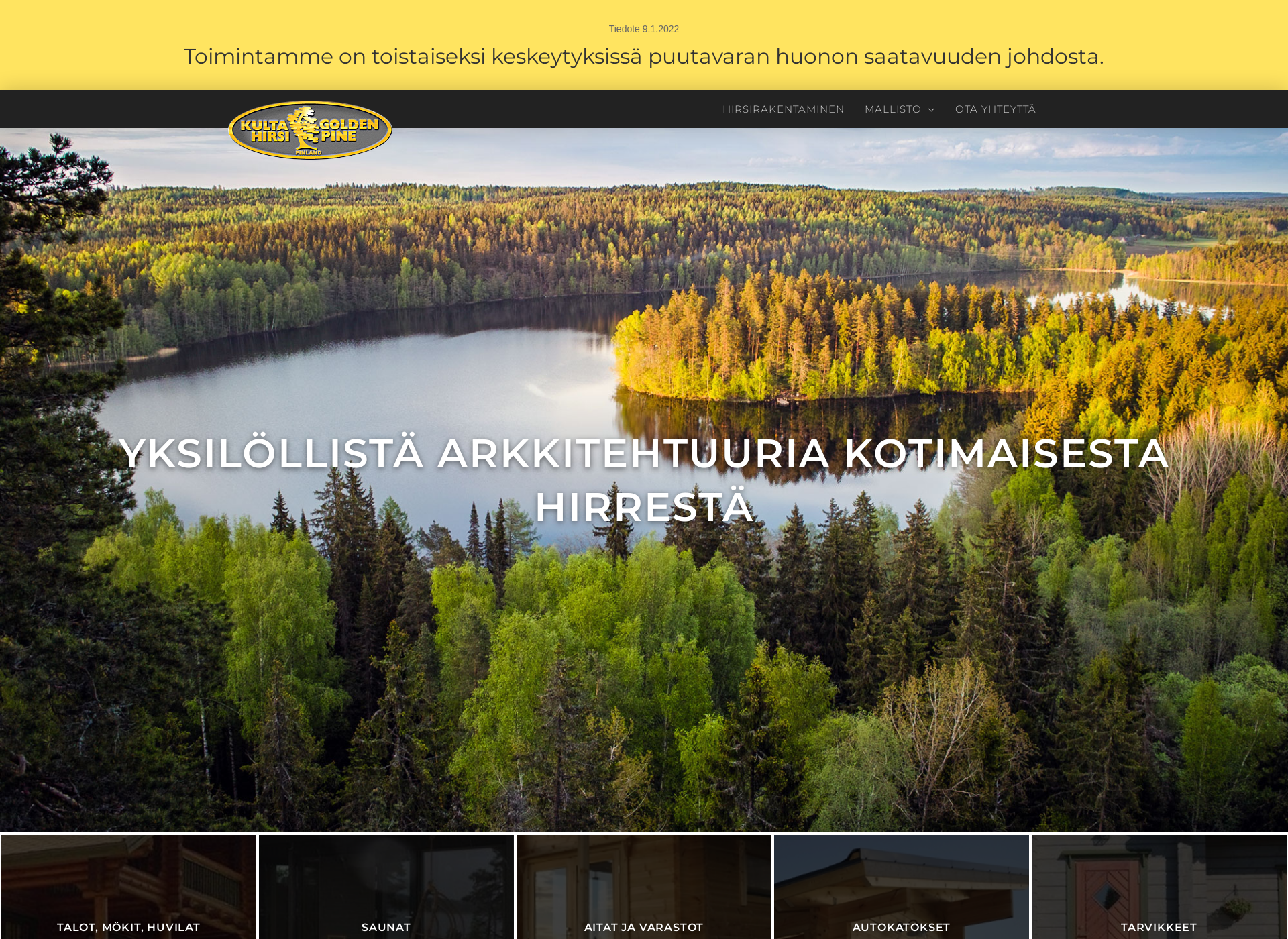 Skärmdump för hirsitaloja.fi