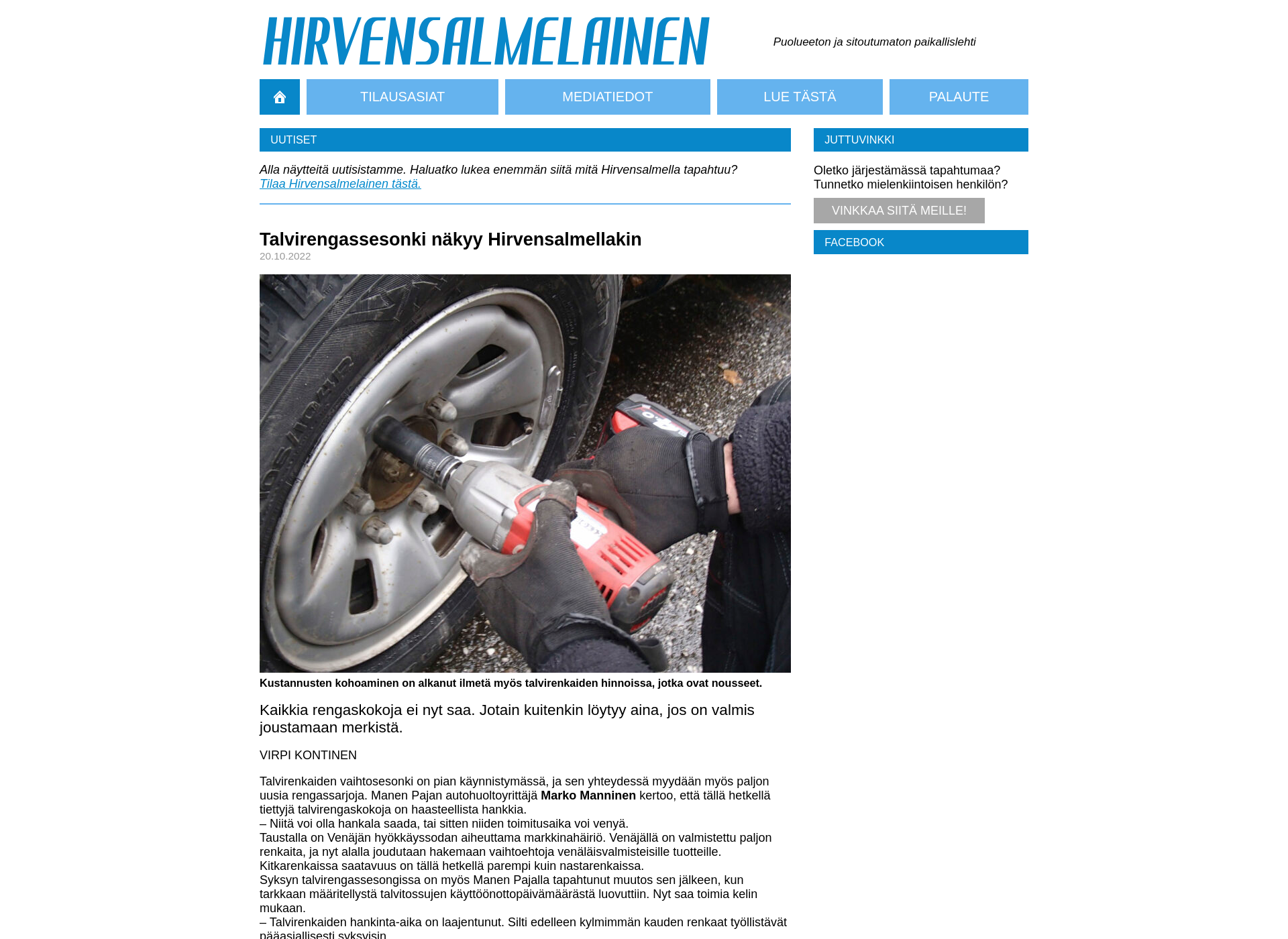 Screenshot for hirvensalmelainen.fi
