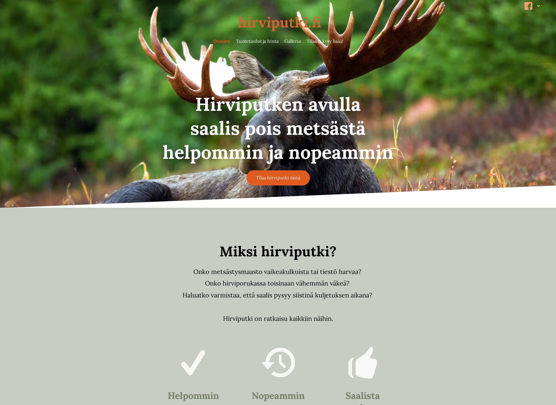 Skärmdump för hirviputki.fi