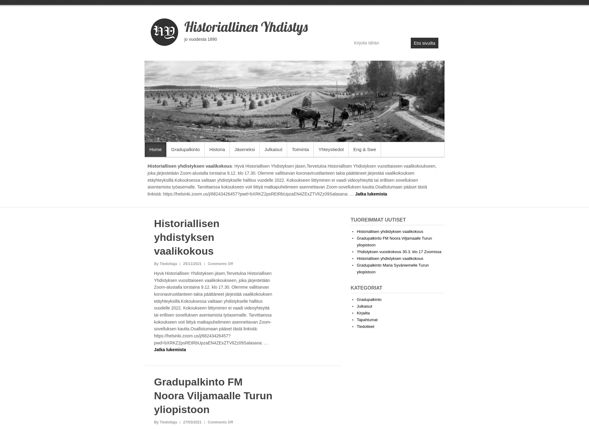Screenshot for historiallinenyhdistys.fi