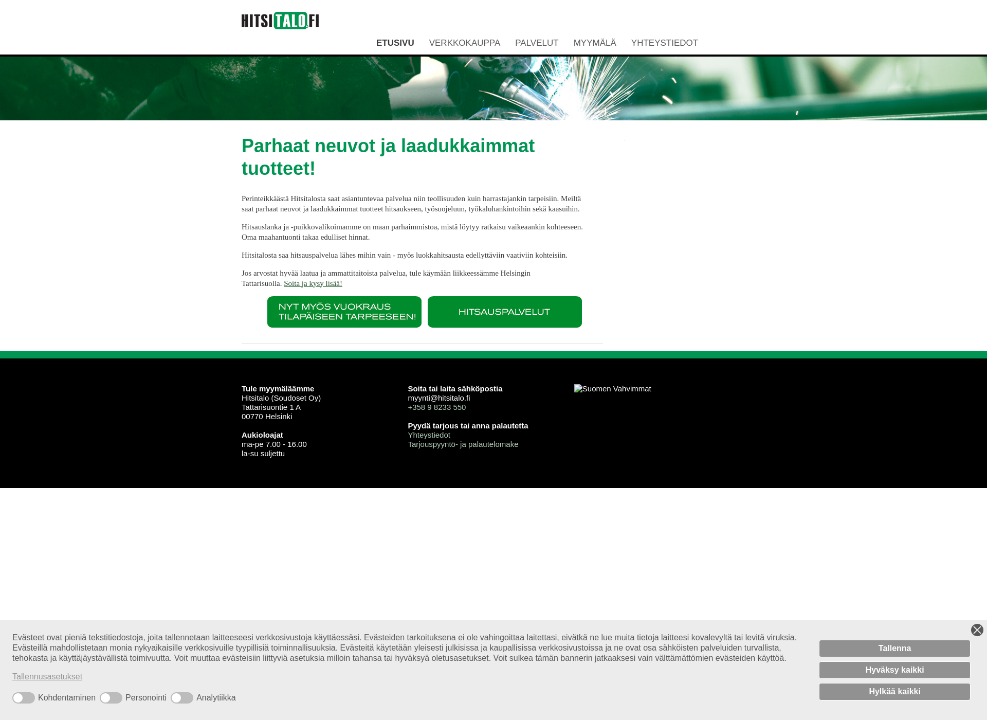Skärmdump för hitsitalo.fi