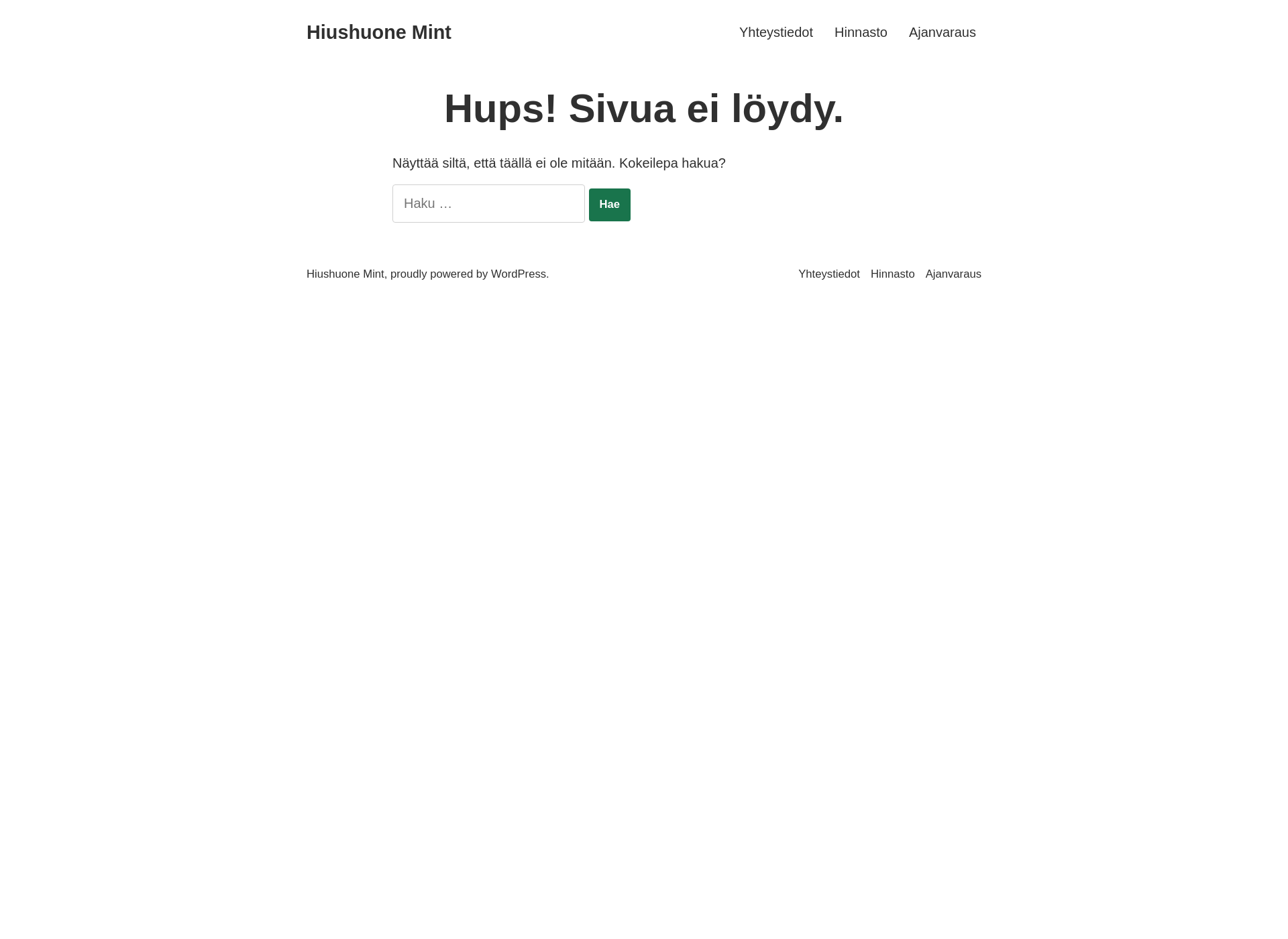Skärmdump för hiushuonemint.fi