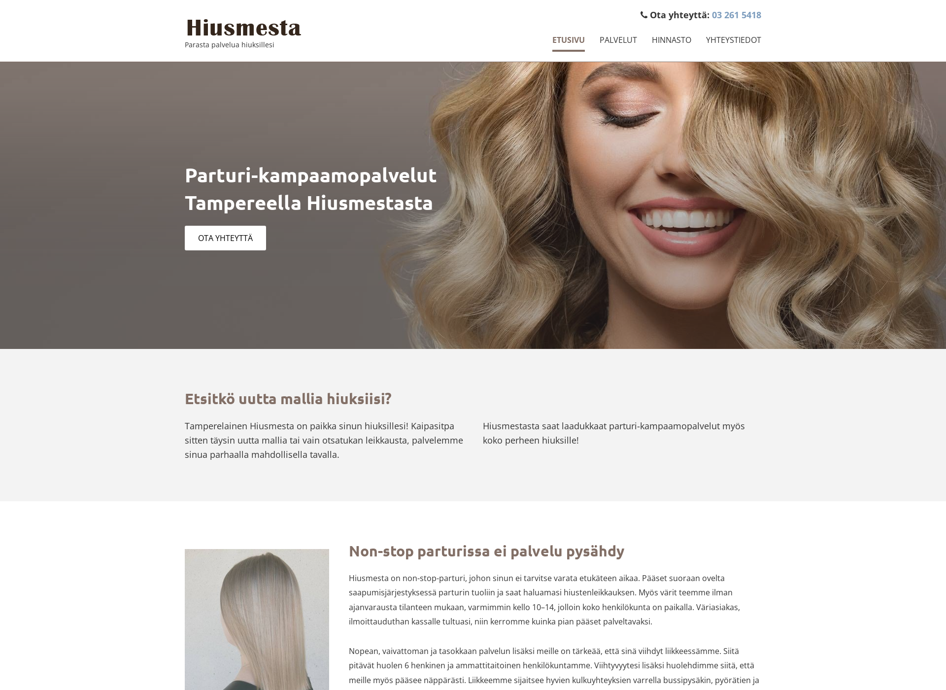 Skärmdump för hiusmesta-sammonkatu.fi