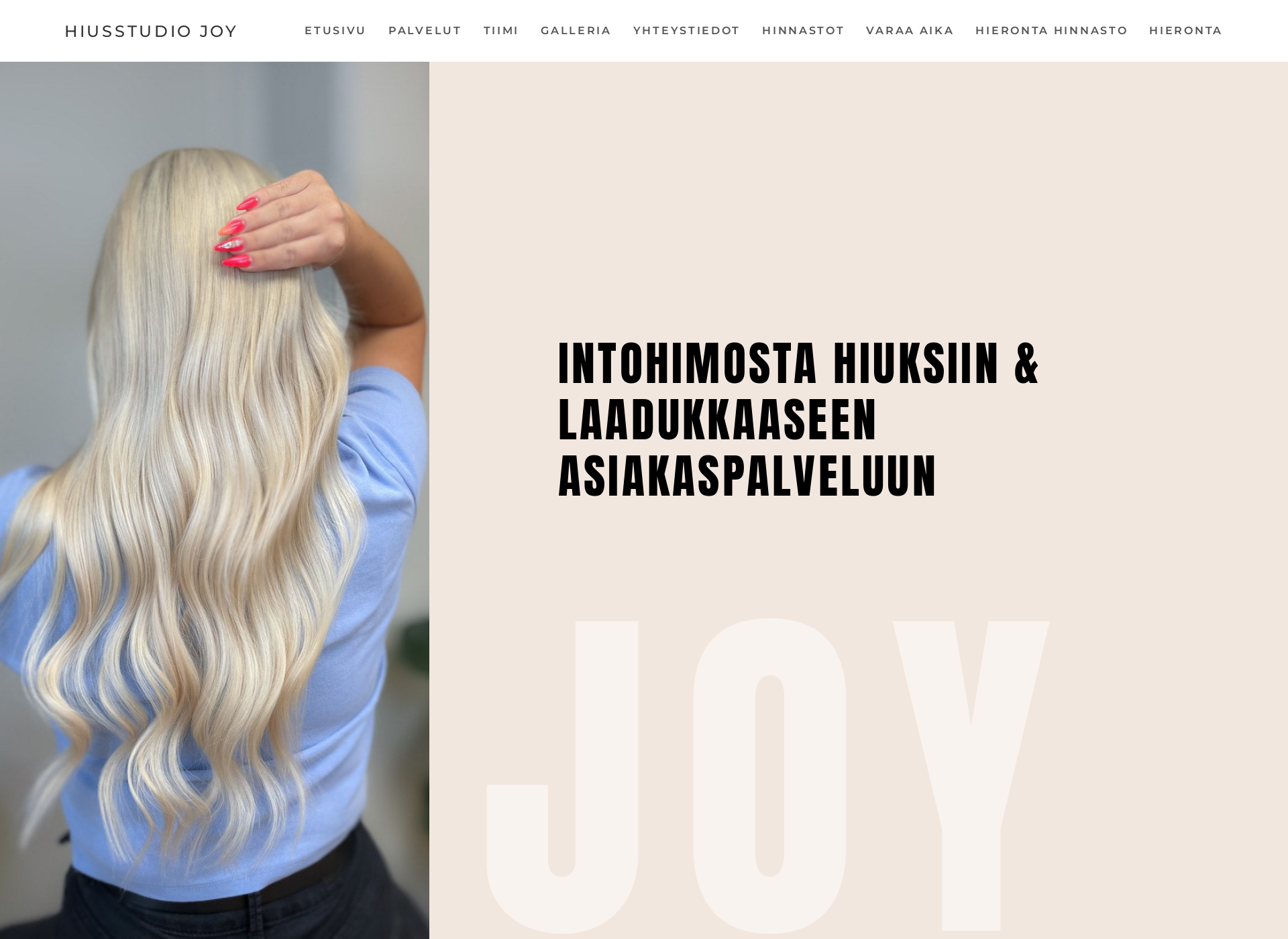 Skärmdump för hiusstudiojoy.fi
