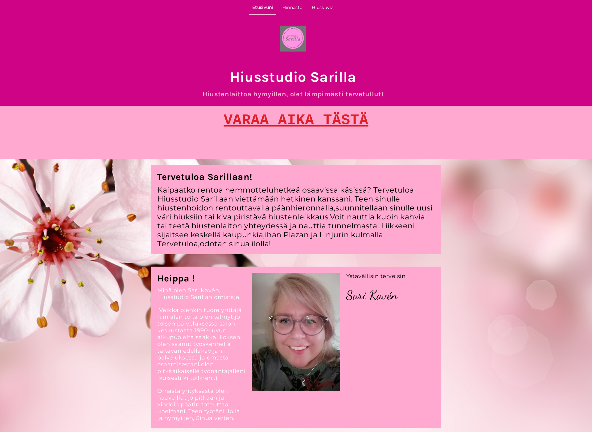Skärmdump för hiusstudiosarilla.fi
