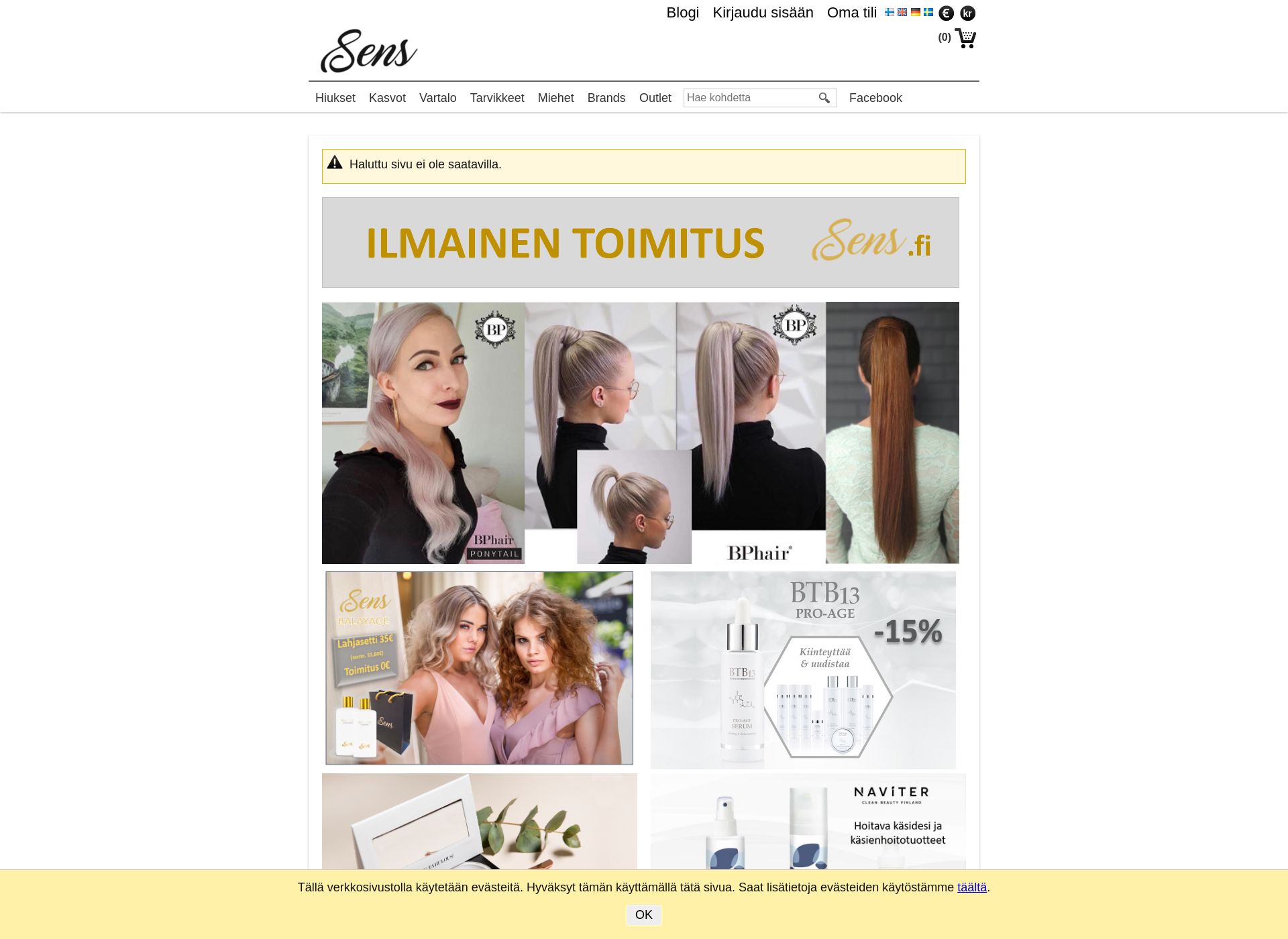 Skärmdump för hiusöljy.fi