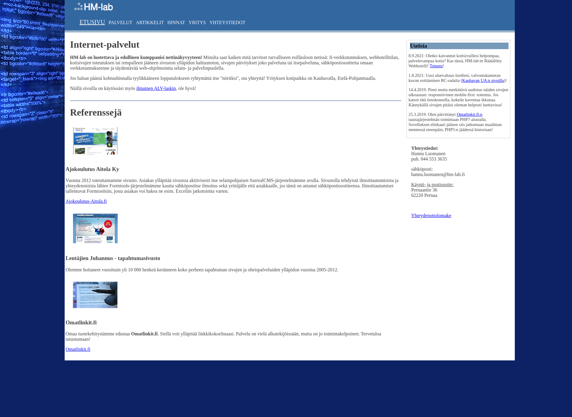 Screenshot for hm-lab.fi