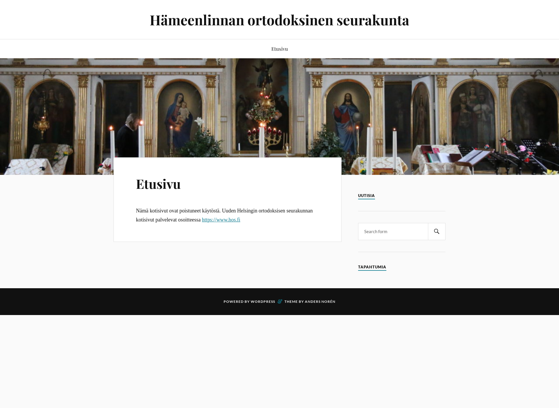 Skärmdump för hmlortodoksinen.fi
