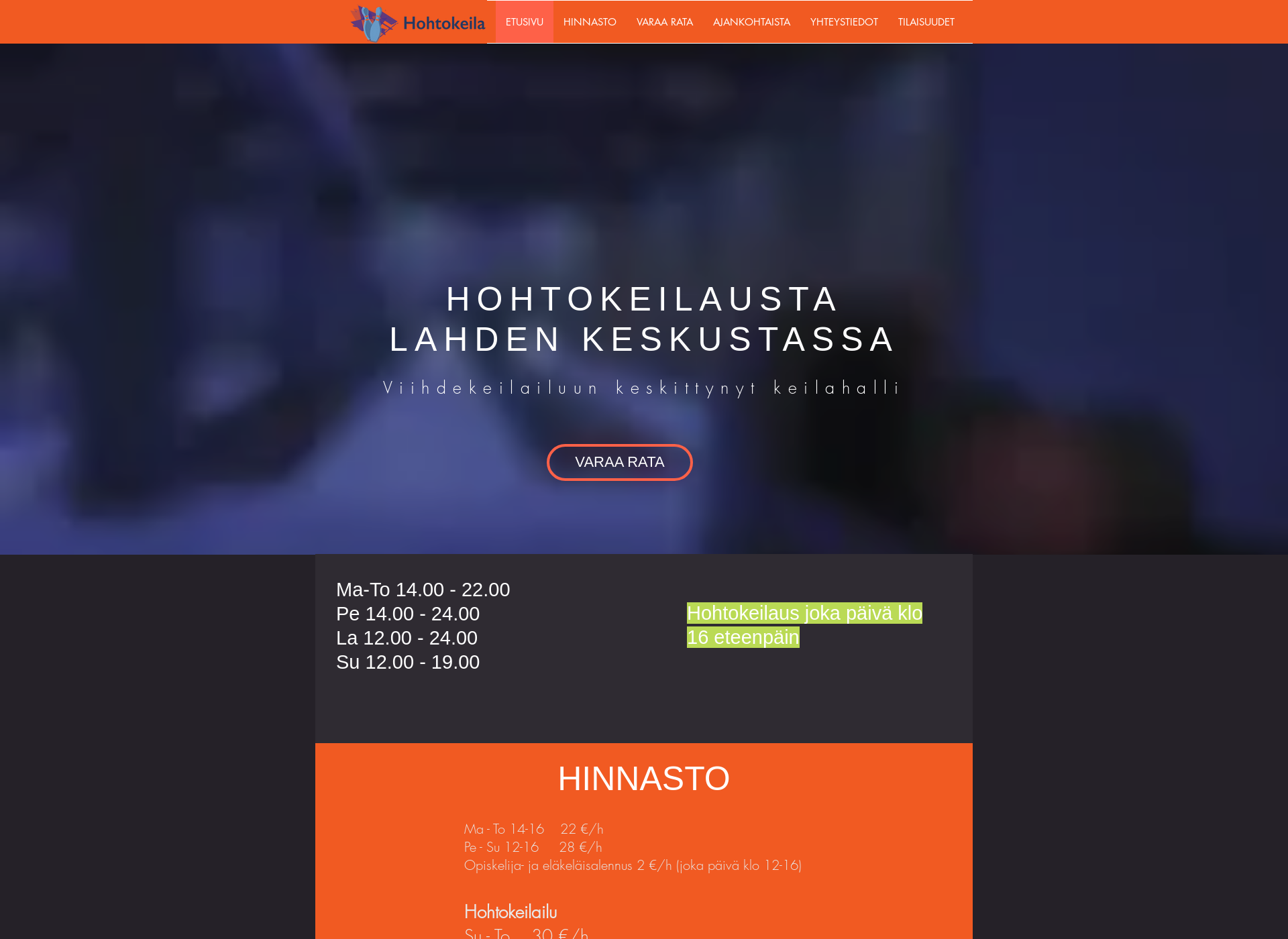Skärmdump för hohtokeila.fi