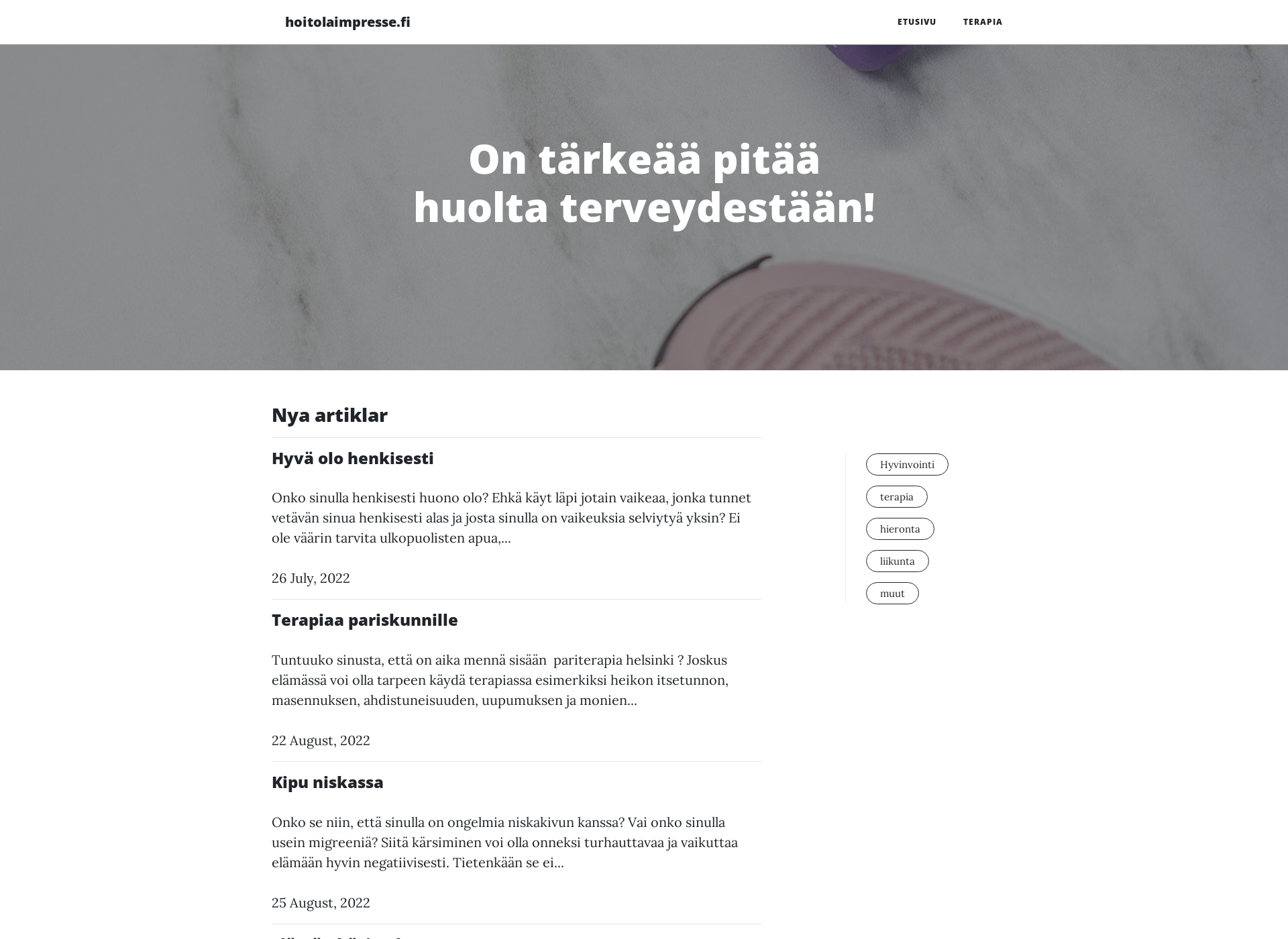 Skärmdump för hoitolaimpresse.fi