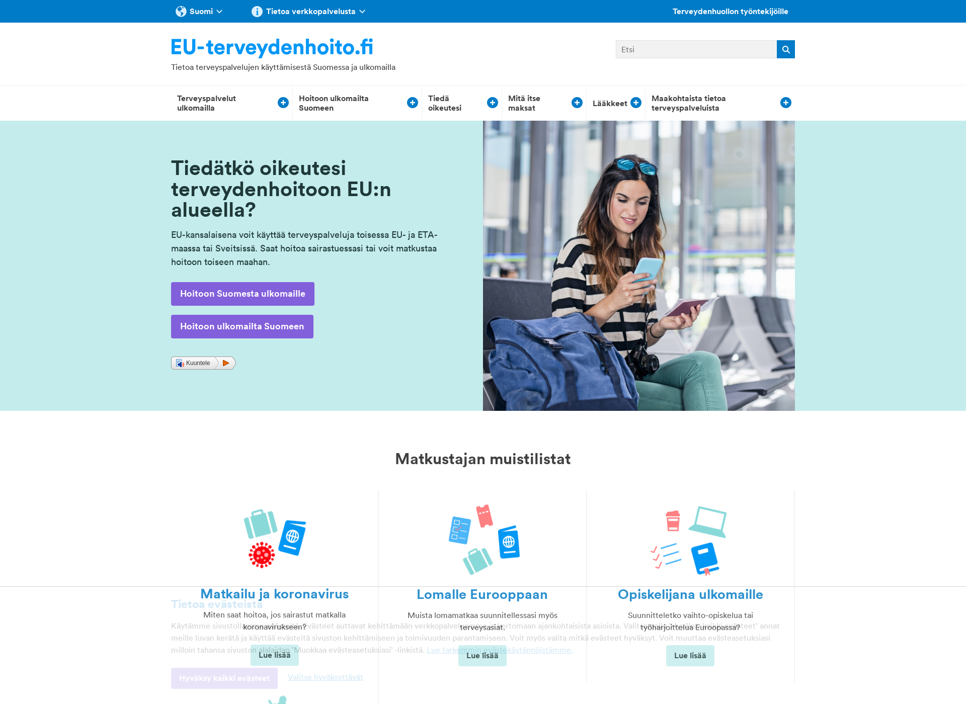Skärmdump för hoitooneurooppaan.fi