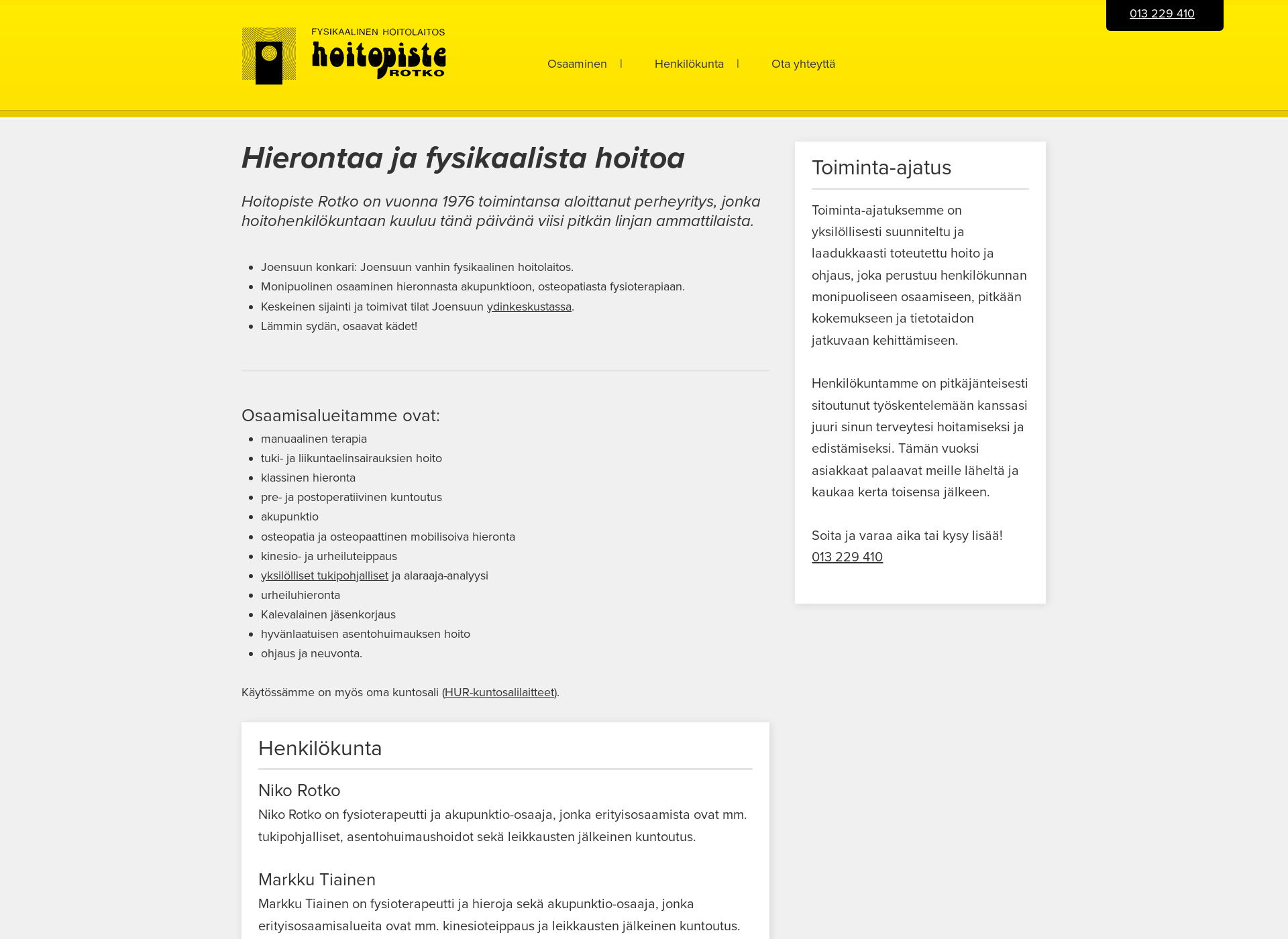Skärmdump för hoitopisterotko.fi