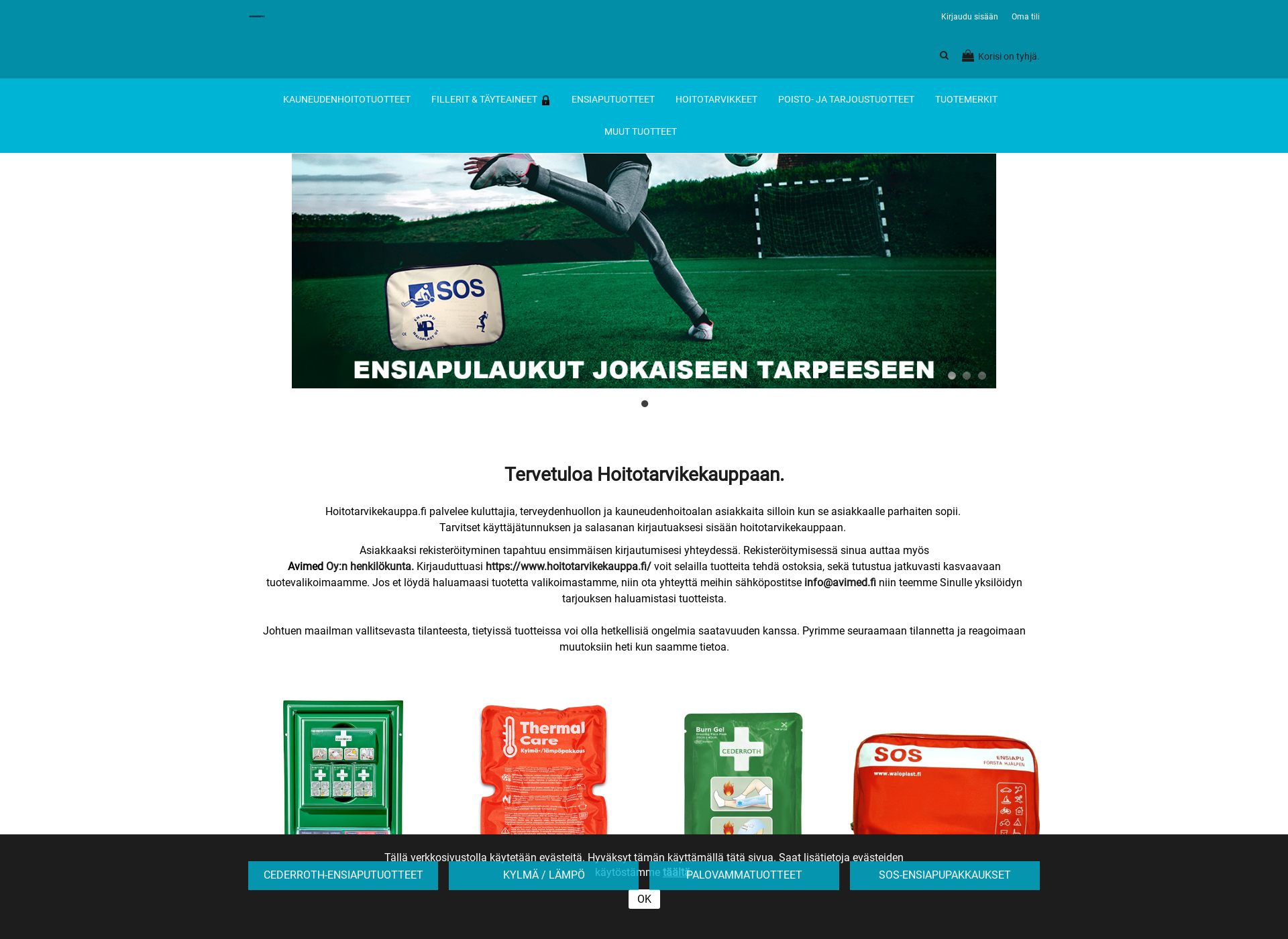 Skärmdump för hoitotarvikekauppa.fi