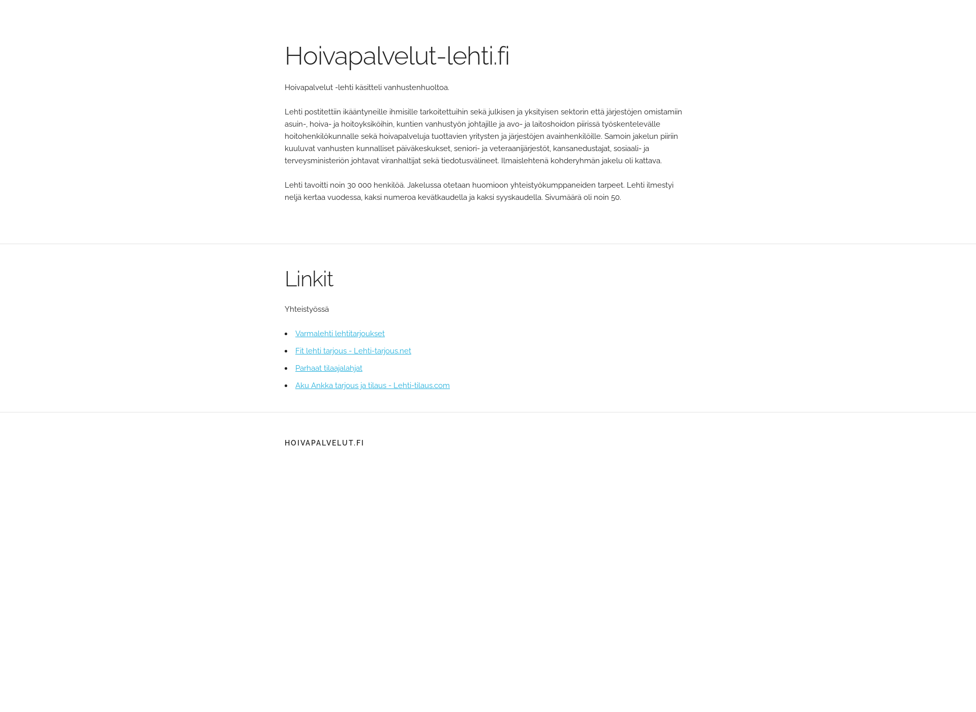 Skärmdump för hoivapalvelut-lehti.fi