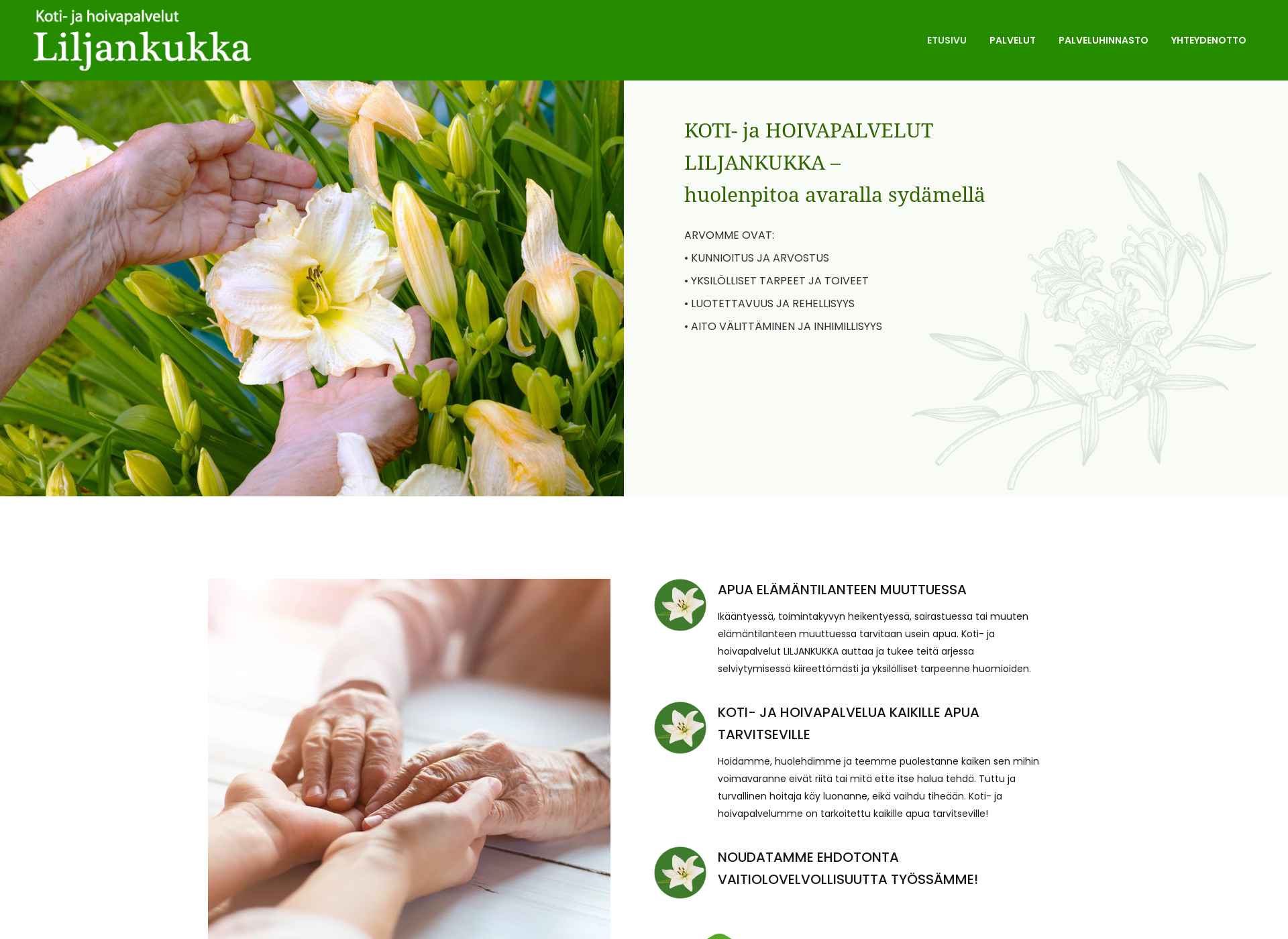 Screenshot for hoivapalvelutliljankukka.fi