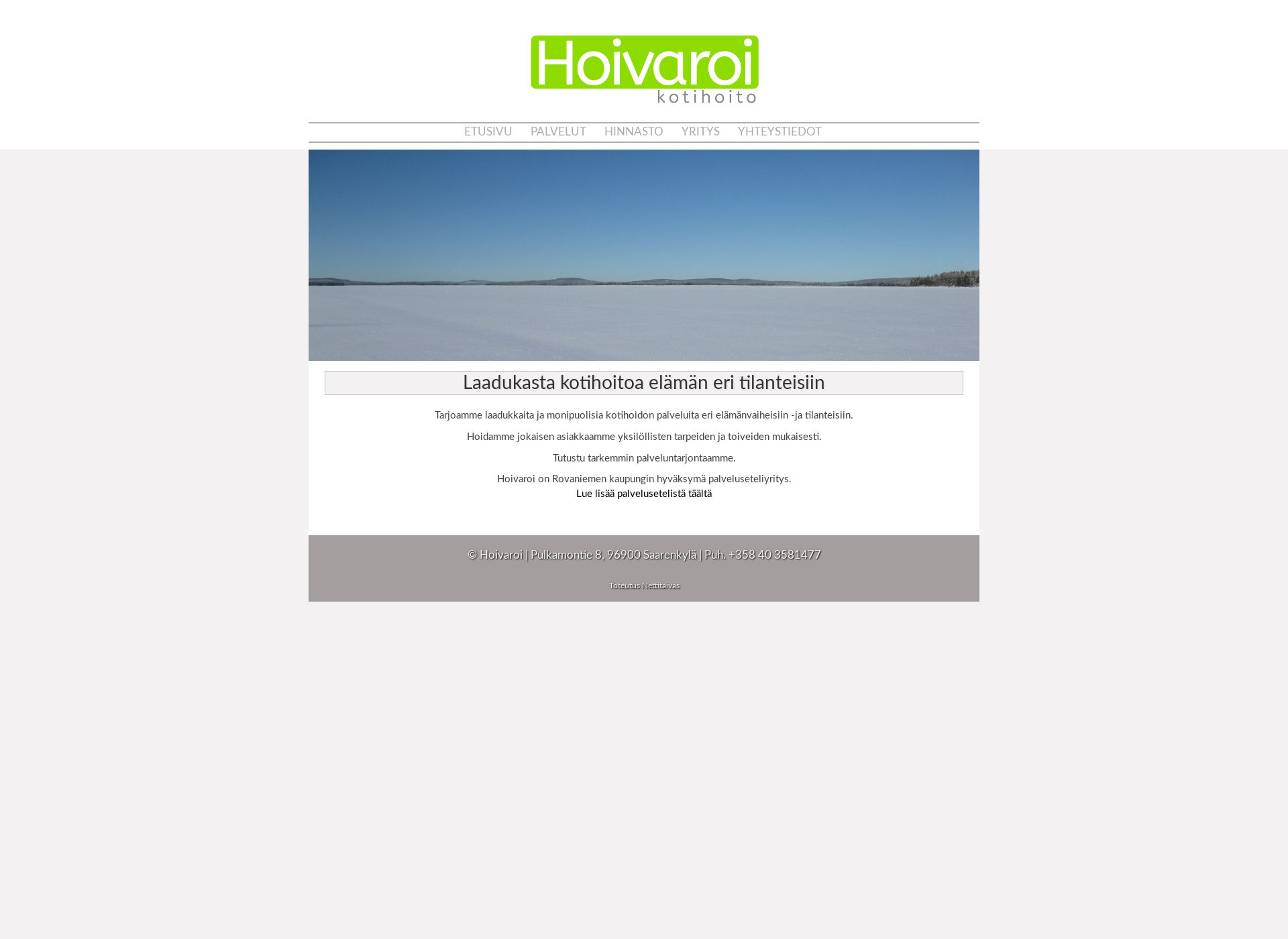 Skärmdump för hoivaroi.fi