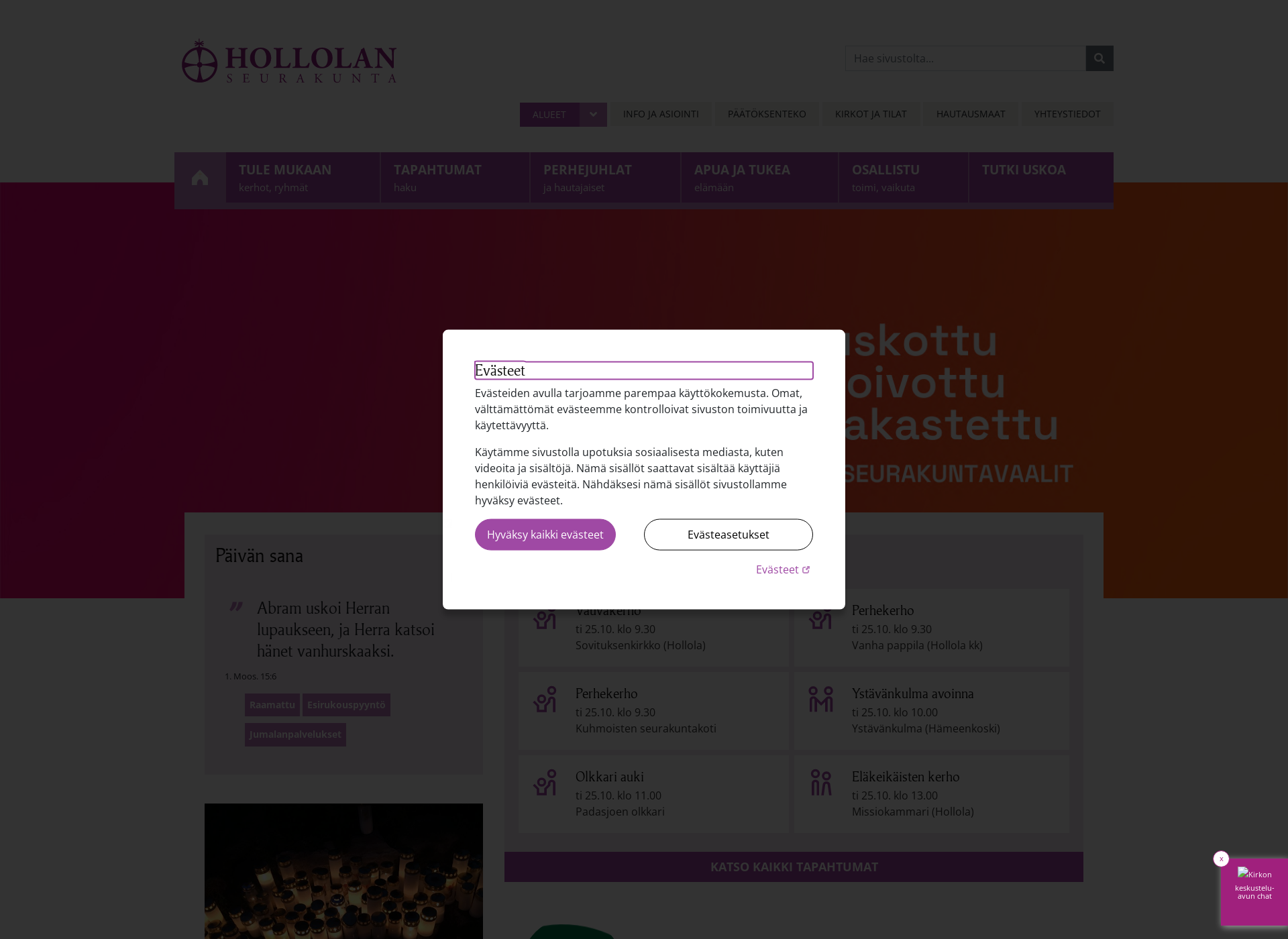 Screenshot for hollolanseurakunta.fi