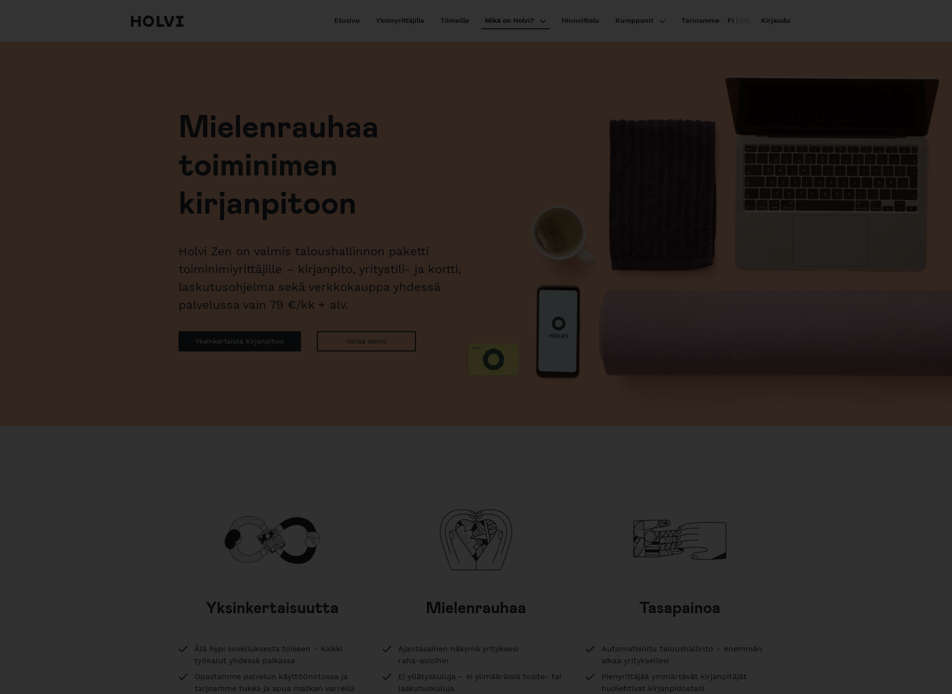Skärmdump för holvi-zen.fi