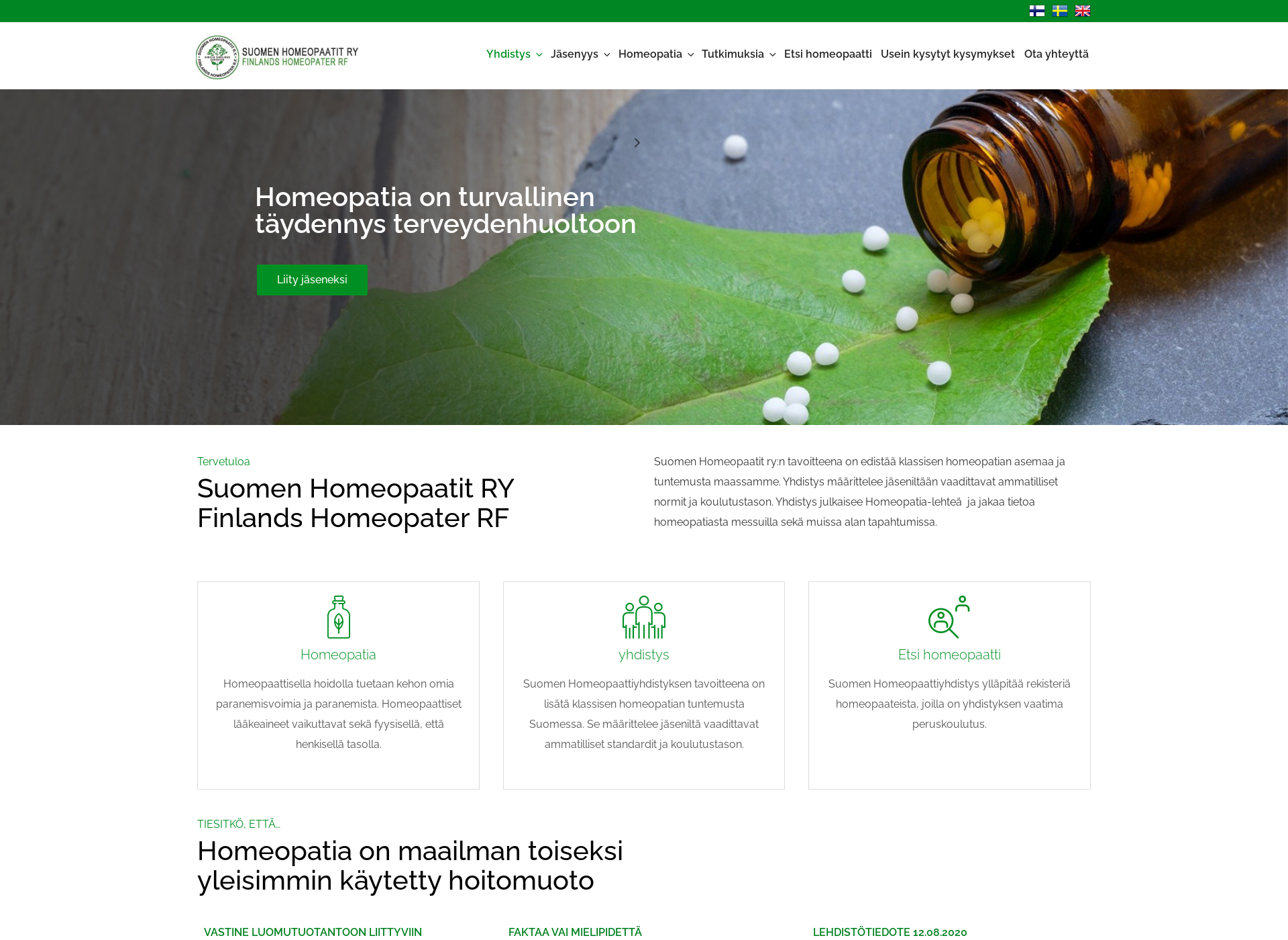 Skärmdump för homeopaatit.fi