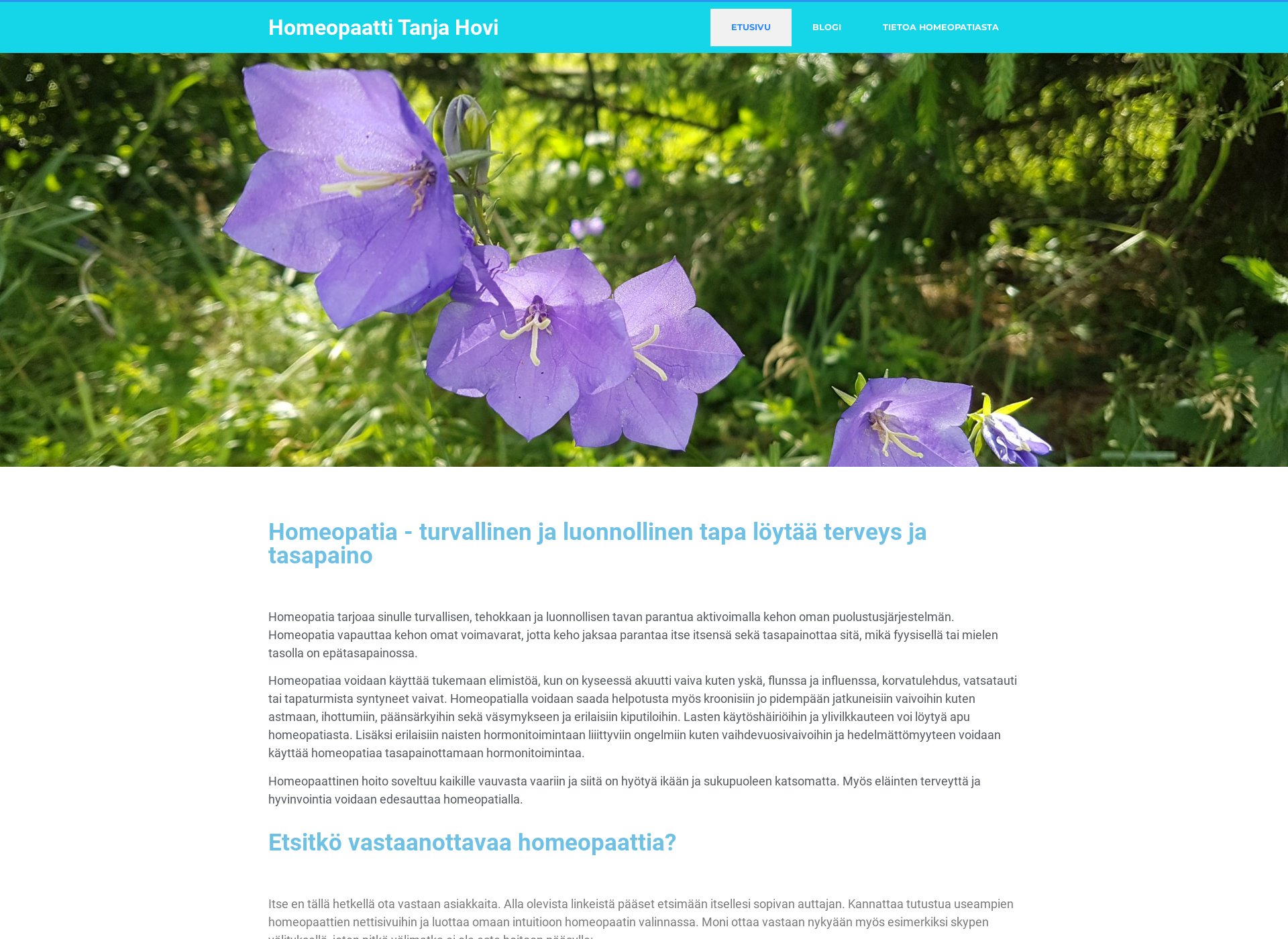Skärmdump för homeopaattitanjahovi.fi
