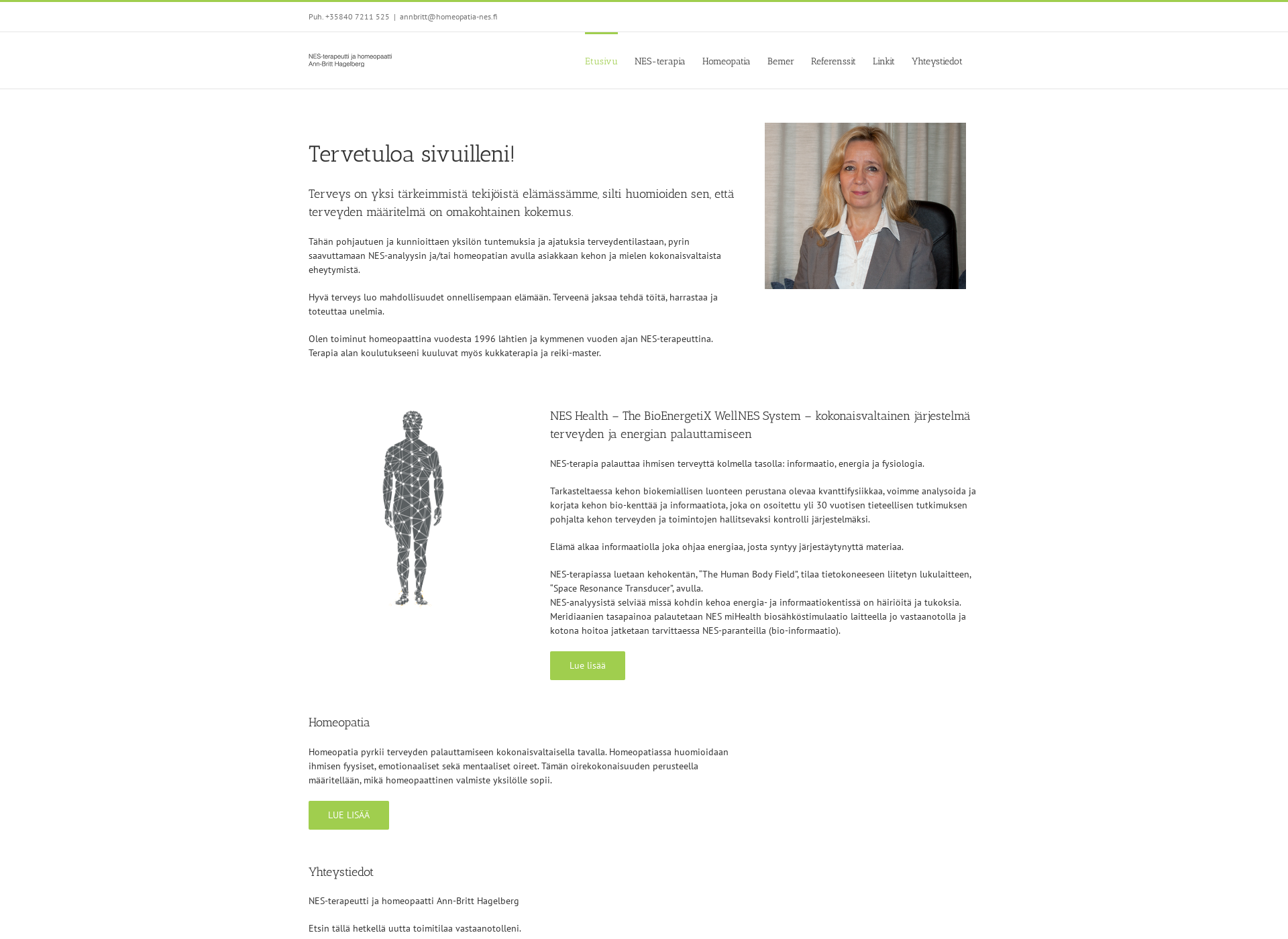 Skärmdump för homeopatia-nes.fi