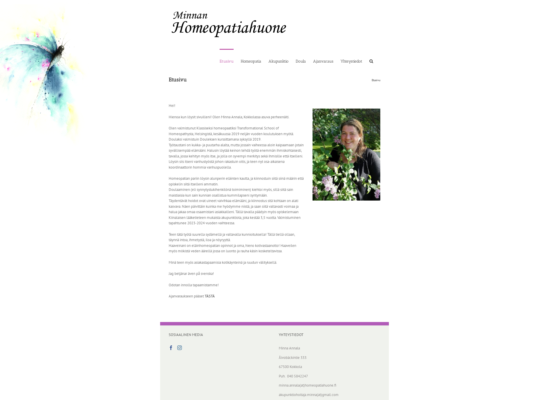 Skärmdump för homeopatiahuone.fi