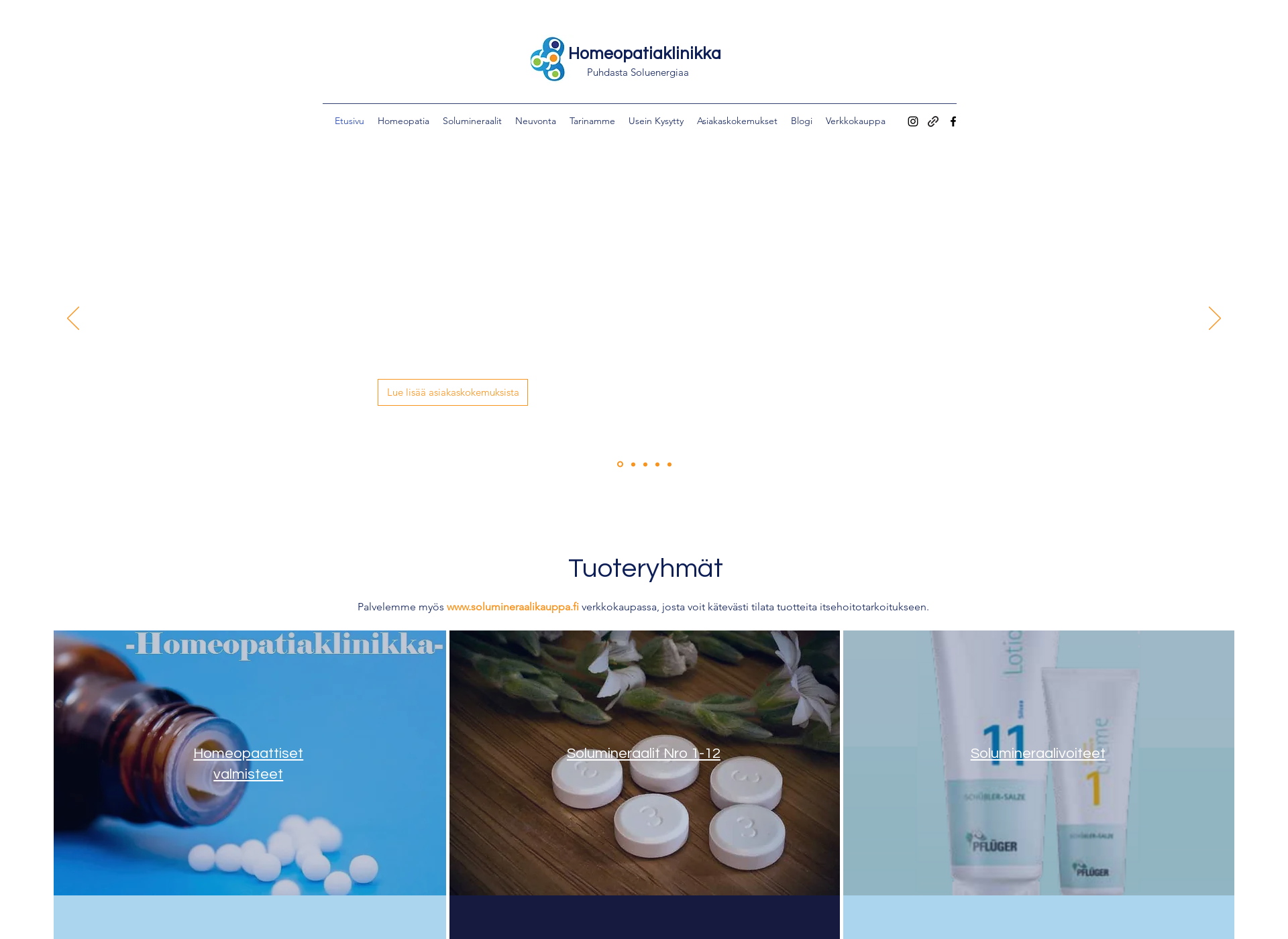 Skärmdump för homeopatiaklinikka.fi