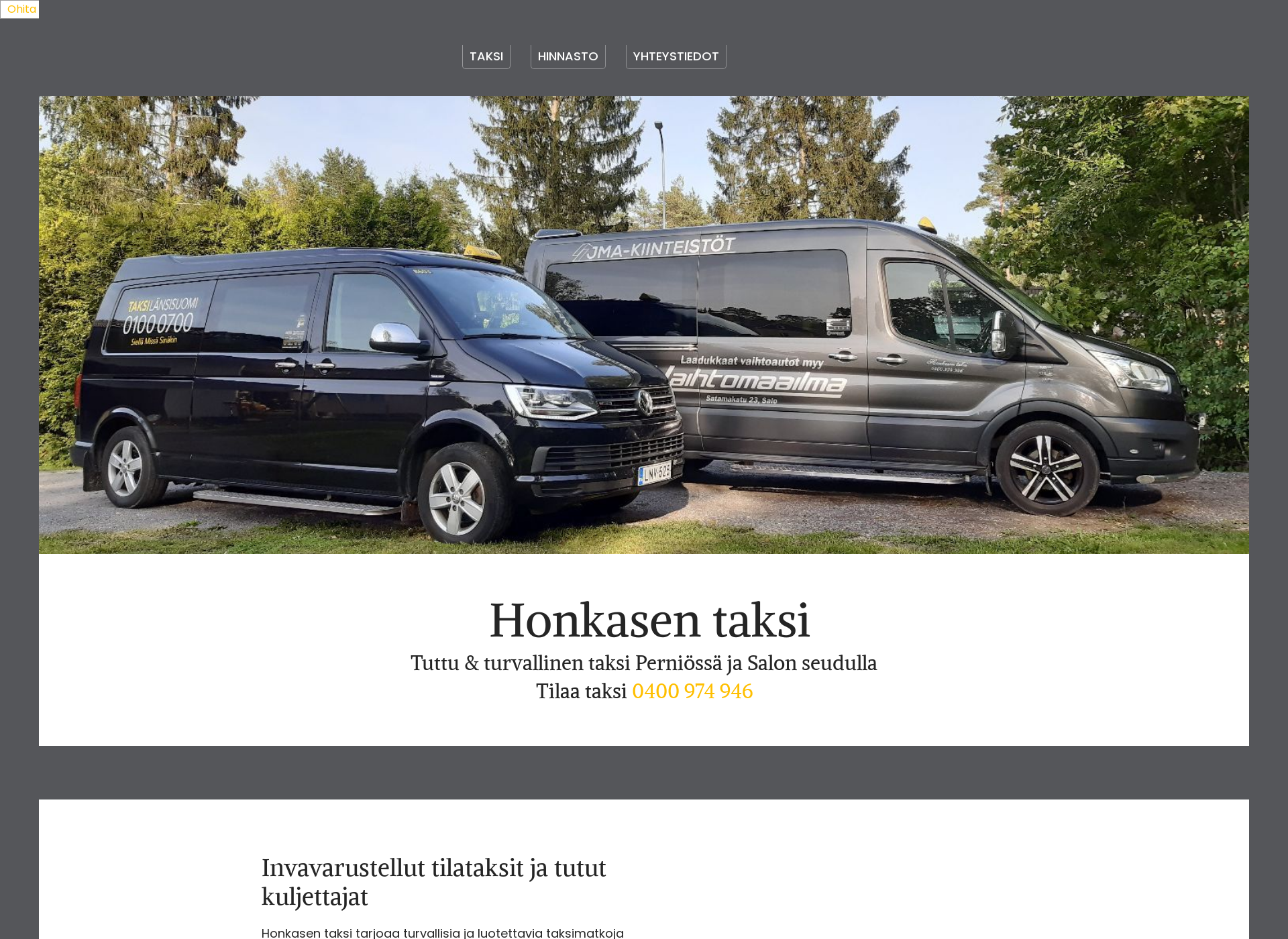 Screenshot for honkasentaksi.fi