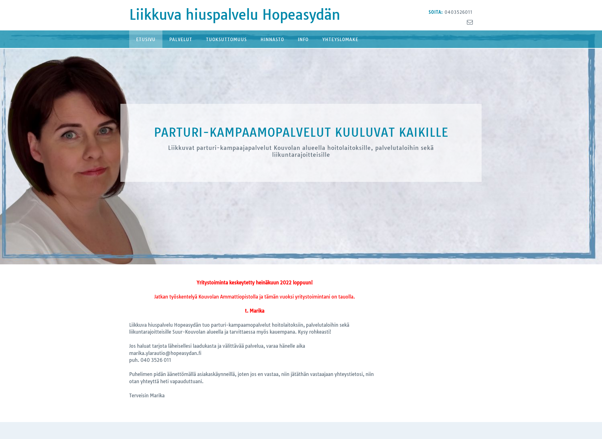 Skärmdump för hopeasydan.fi