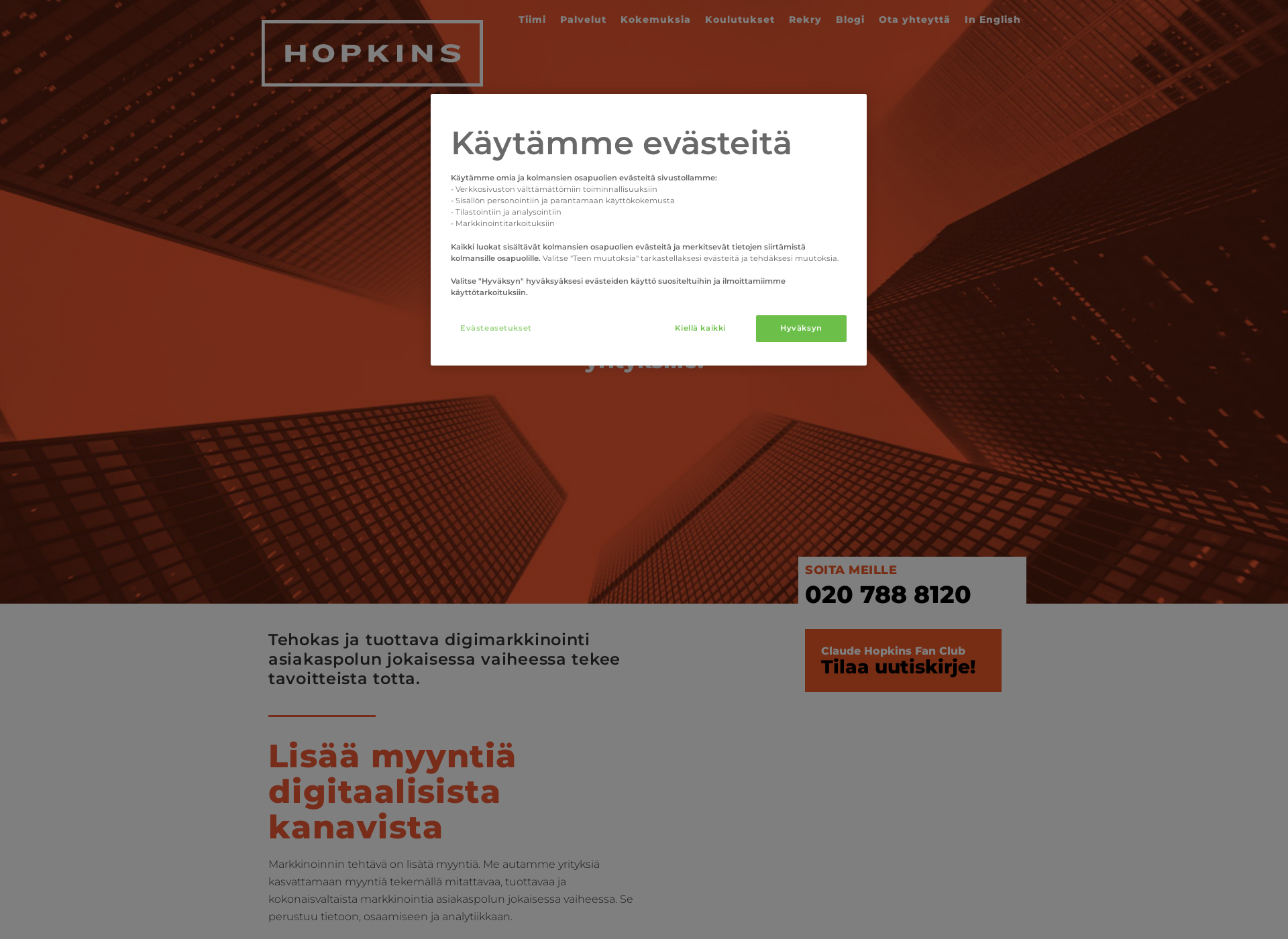 Skärmdump för hopkins.fi