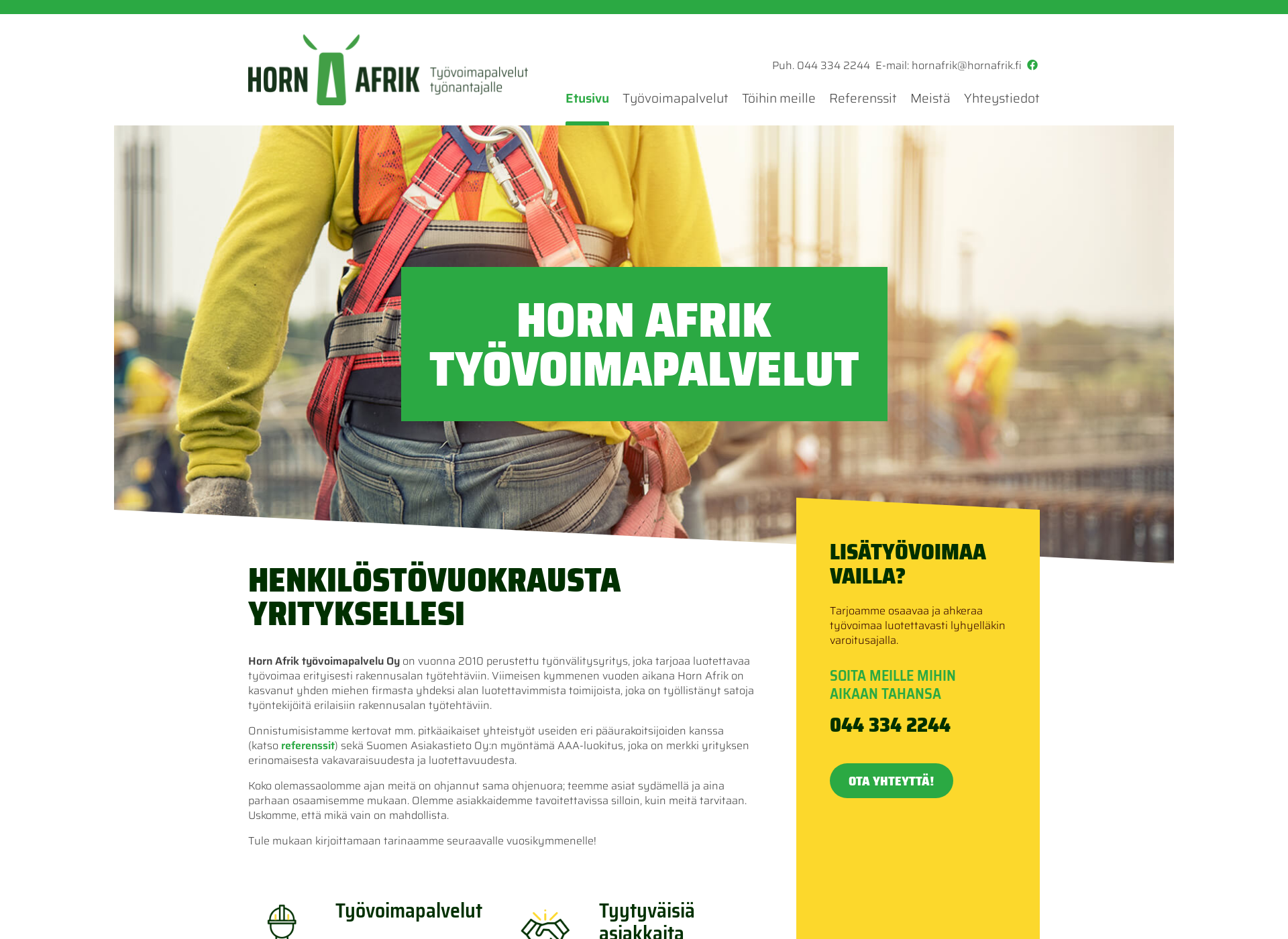 Skärmdump för hornafrik.fi