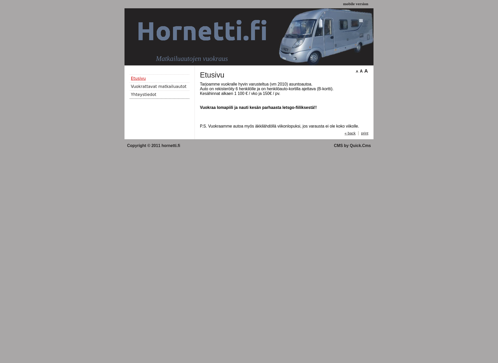 Screenshot for hornetti.fi
