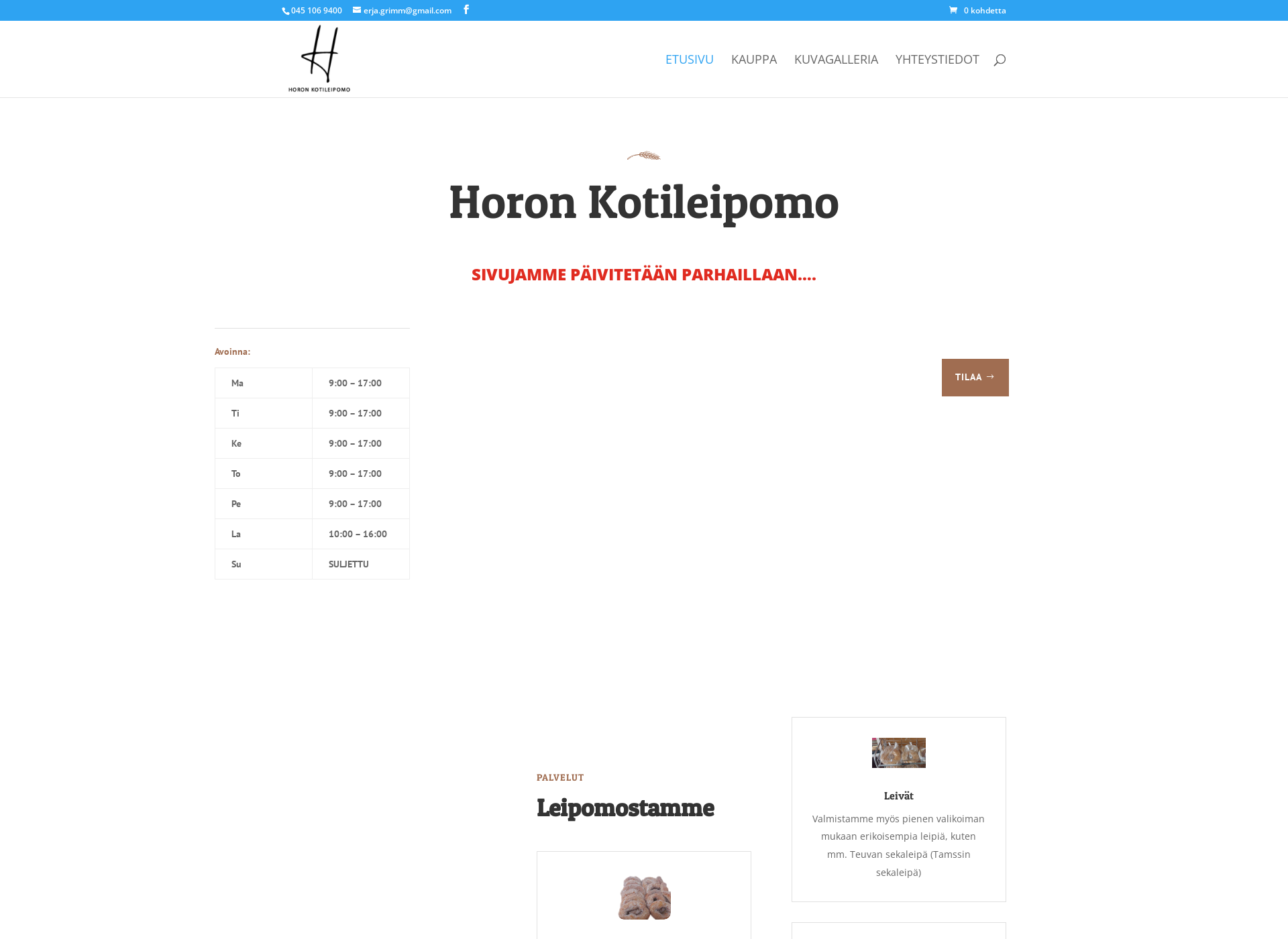 Screenshot for horonkotileipomo.fi