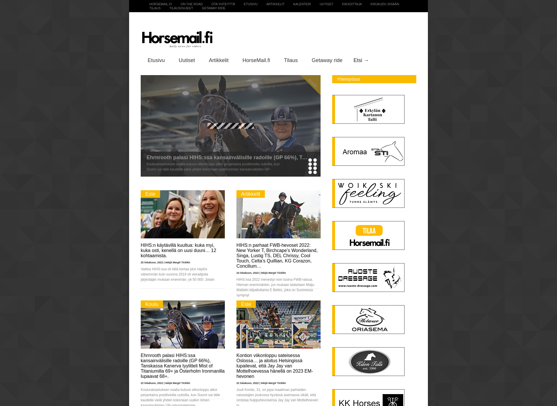 Skärmdump för horsemail.fi