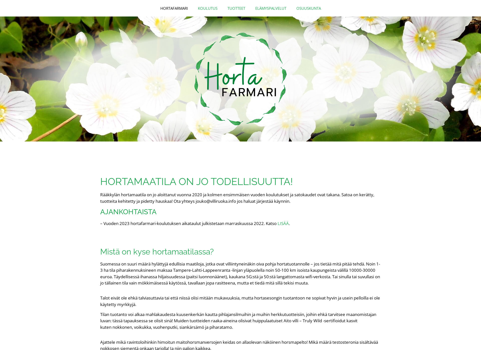 Skärmdump för hortafarmari.fi