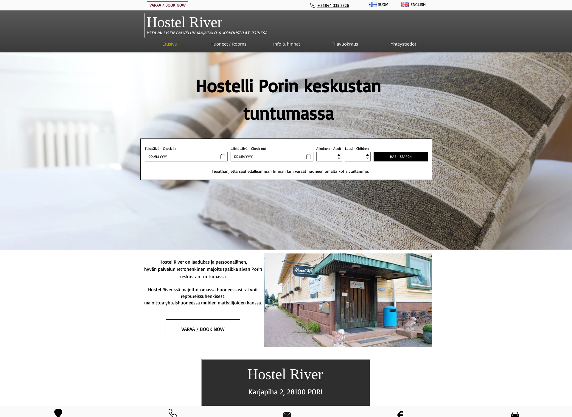 Screenshot for hostelriver.fi
