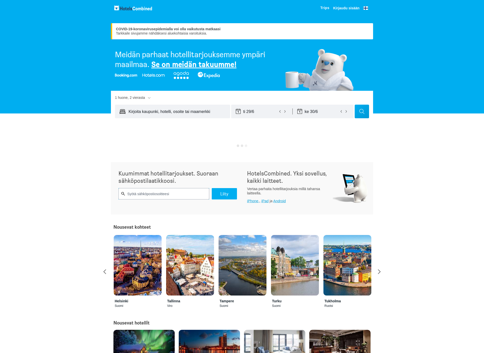 Screenshot for hotelfinder.fi