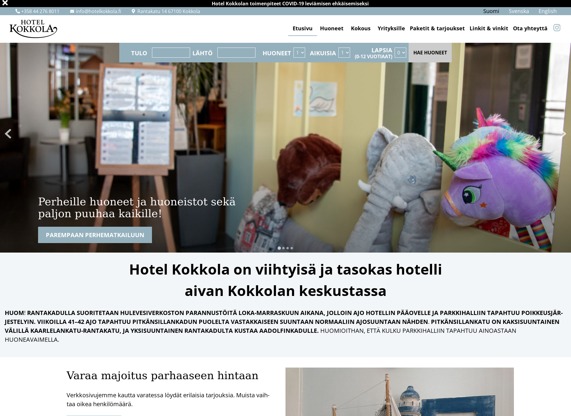 Skärmdump för hotelkokkola.fi