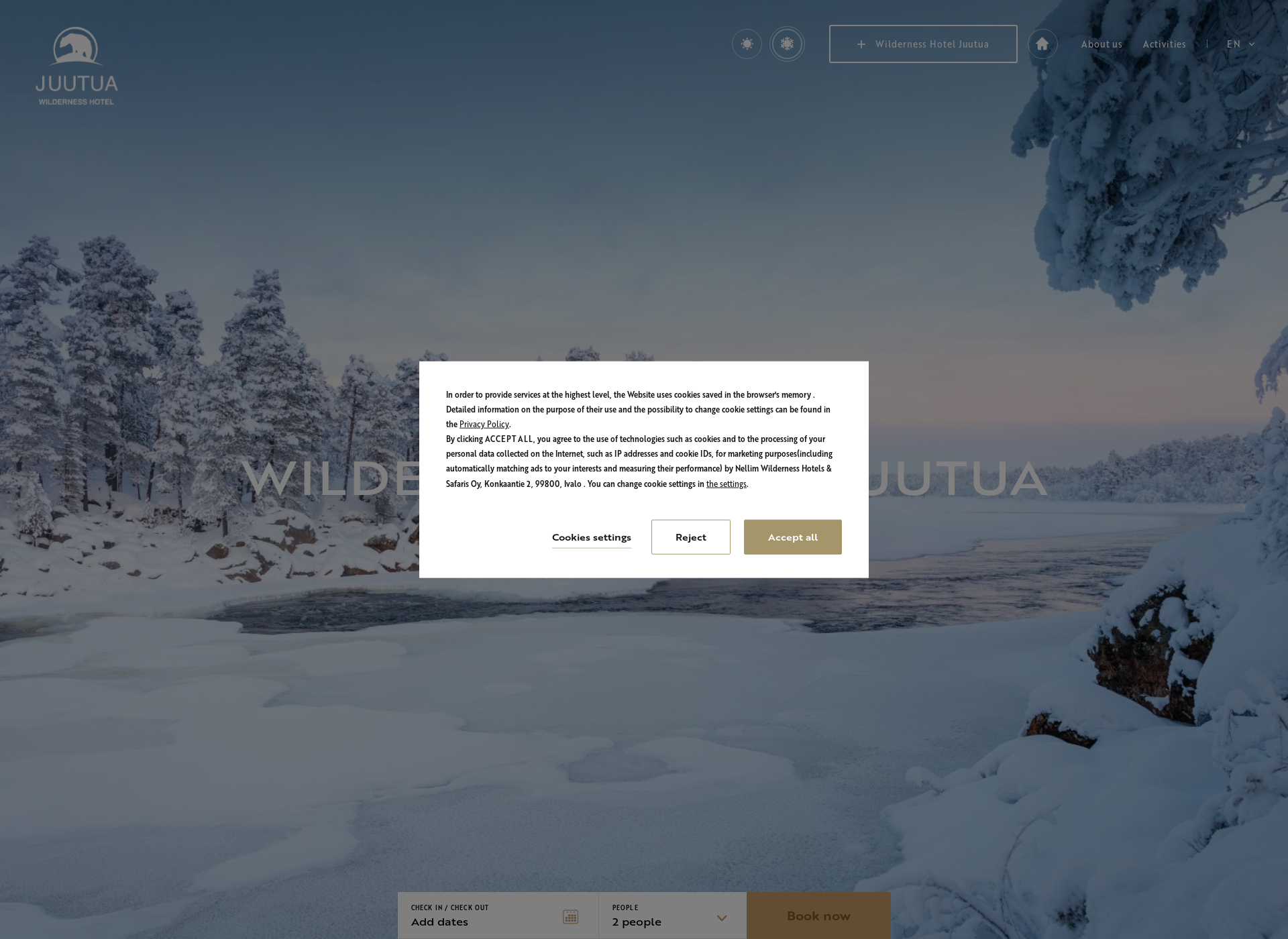 Skärmdump för hotelkultahovi.fi