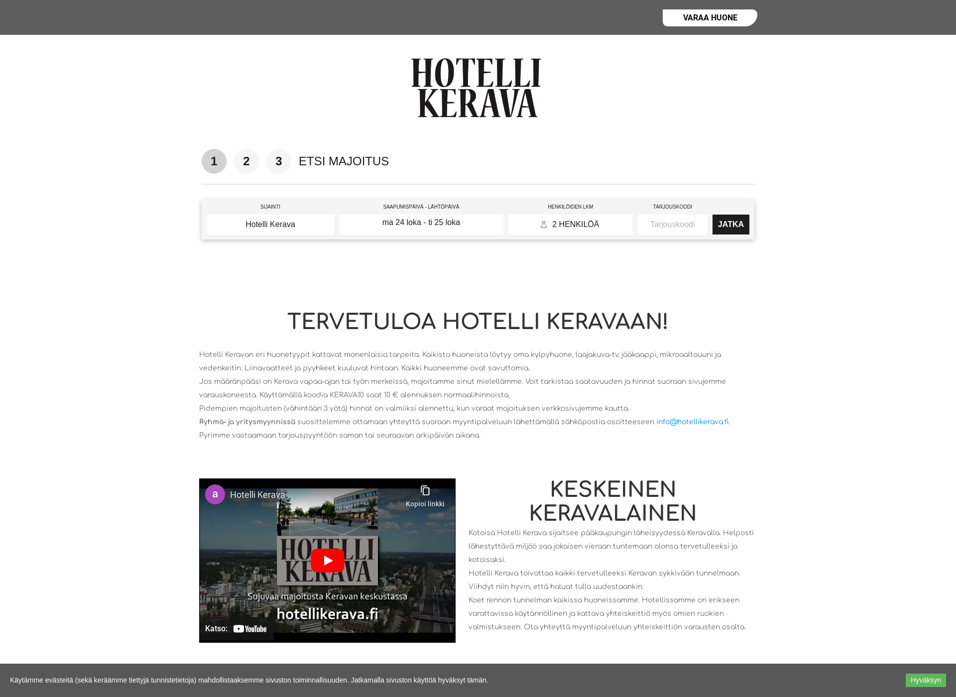 Skärmdump för hotellikerava.fi