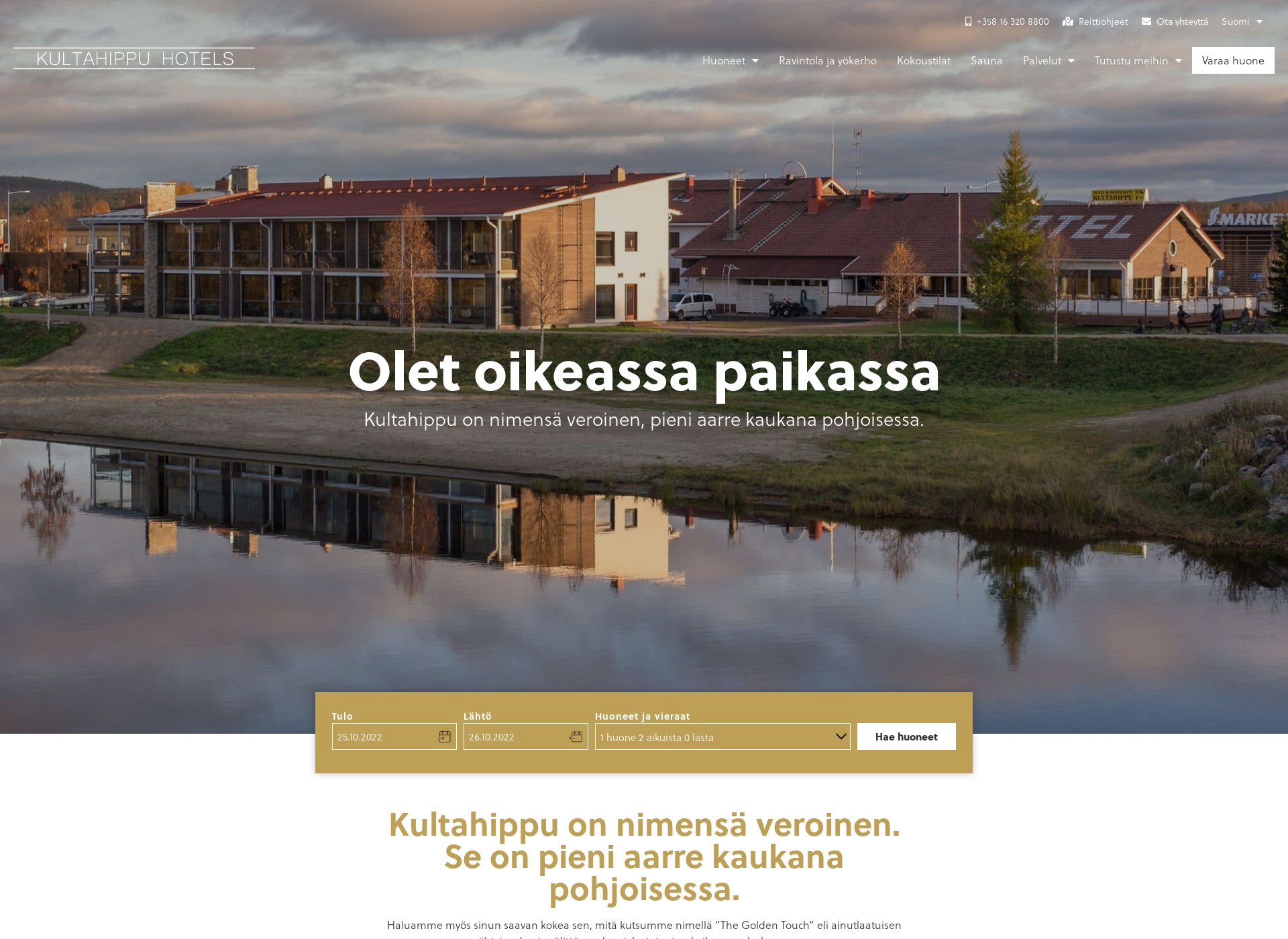 Skärmdump för hotellikultahippu.fi