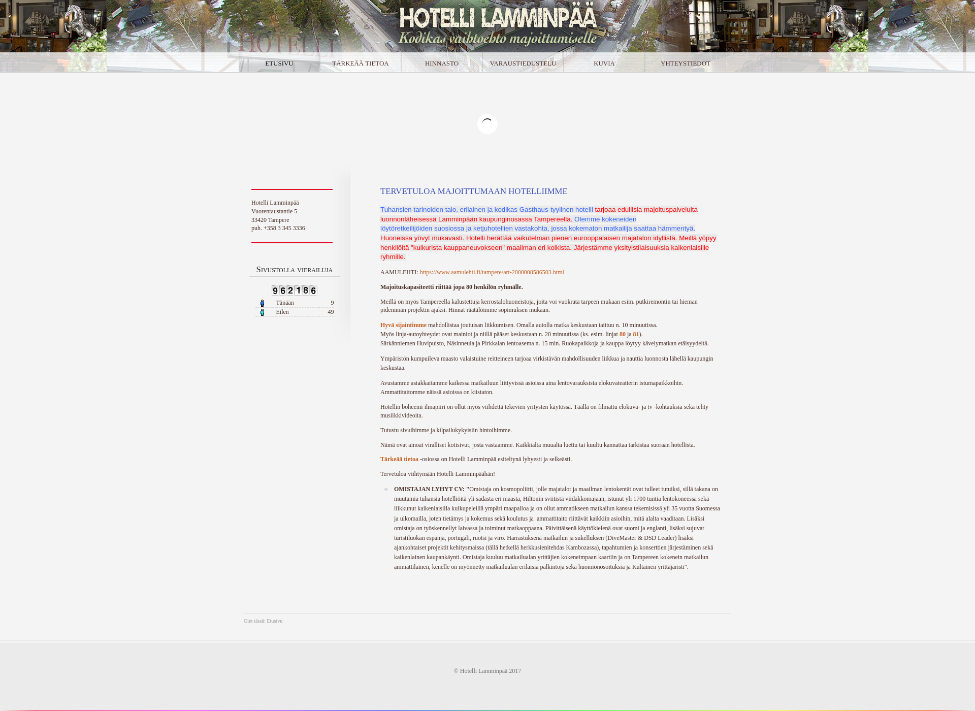 Skärmdump för hotellilamminpaa.net